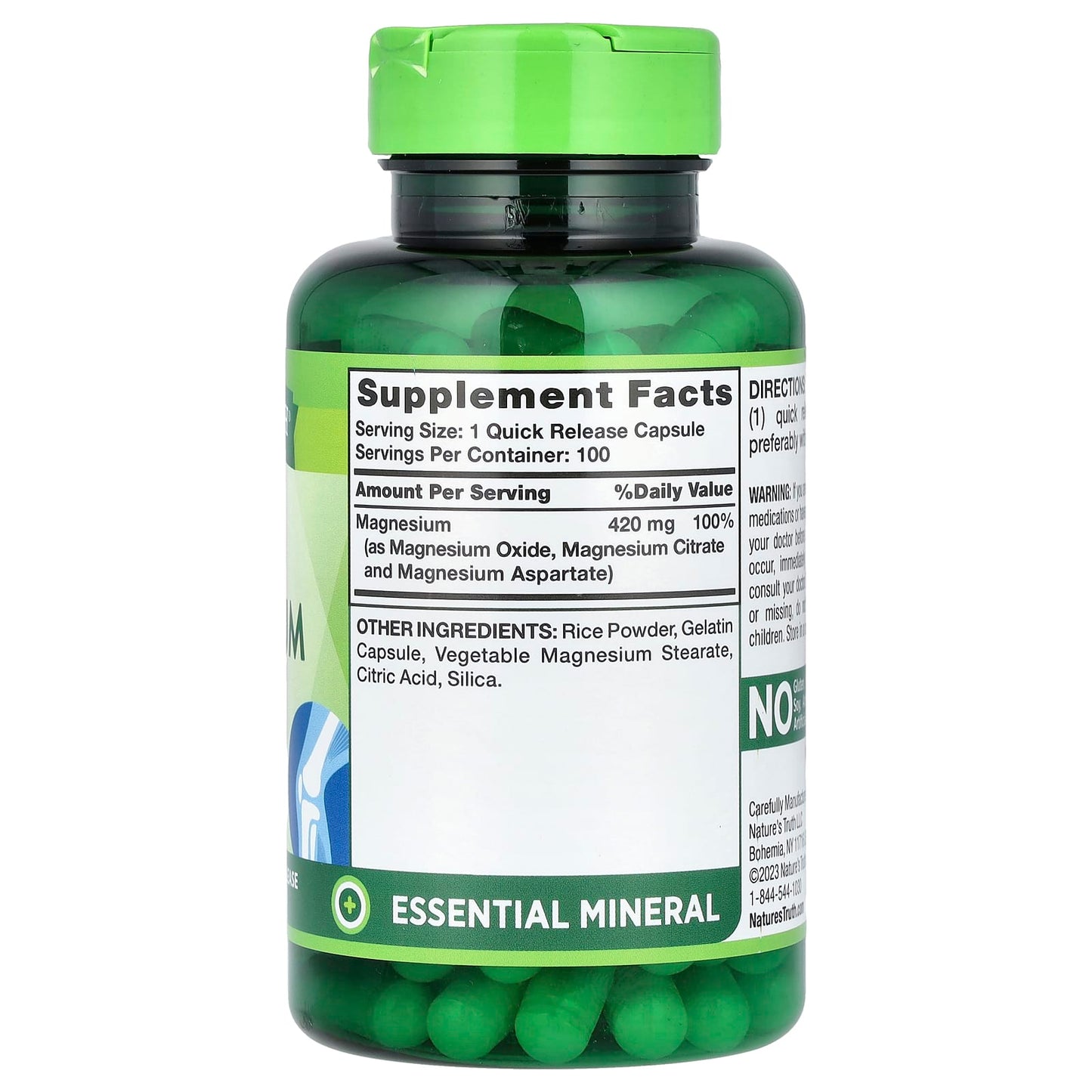 Nature's Truth, Triple Magnesium Complex, 100 Quick Release Capsules (420 mg per Capsule) - Image 2