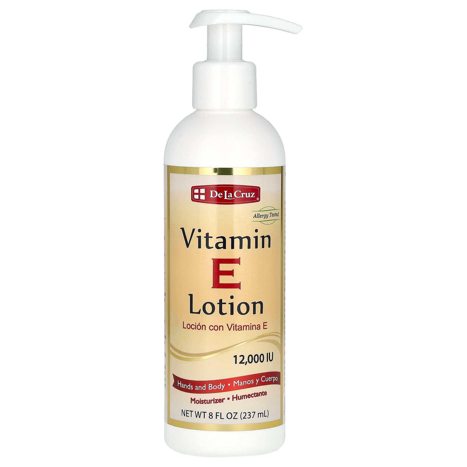 De La Cruz Vitamin E Lotion for Soft Hands & Body, 12,000 IU, 8 fl oz - Image 1