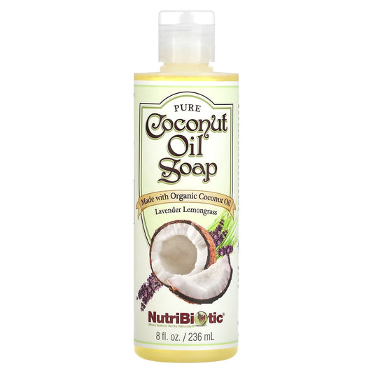 NutriBiotic, Pure Coconut Oil Soap, Lavender Lemongrass, 8 fl oz (236 ml) - Image 1