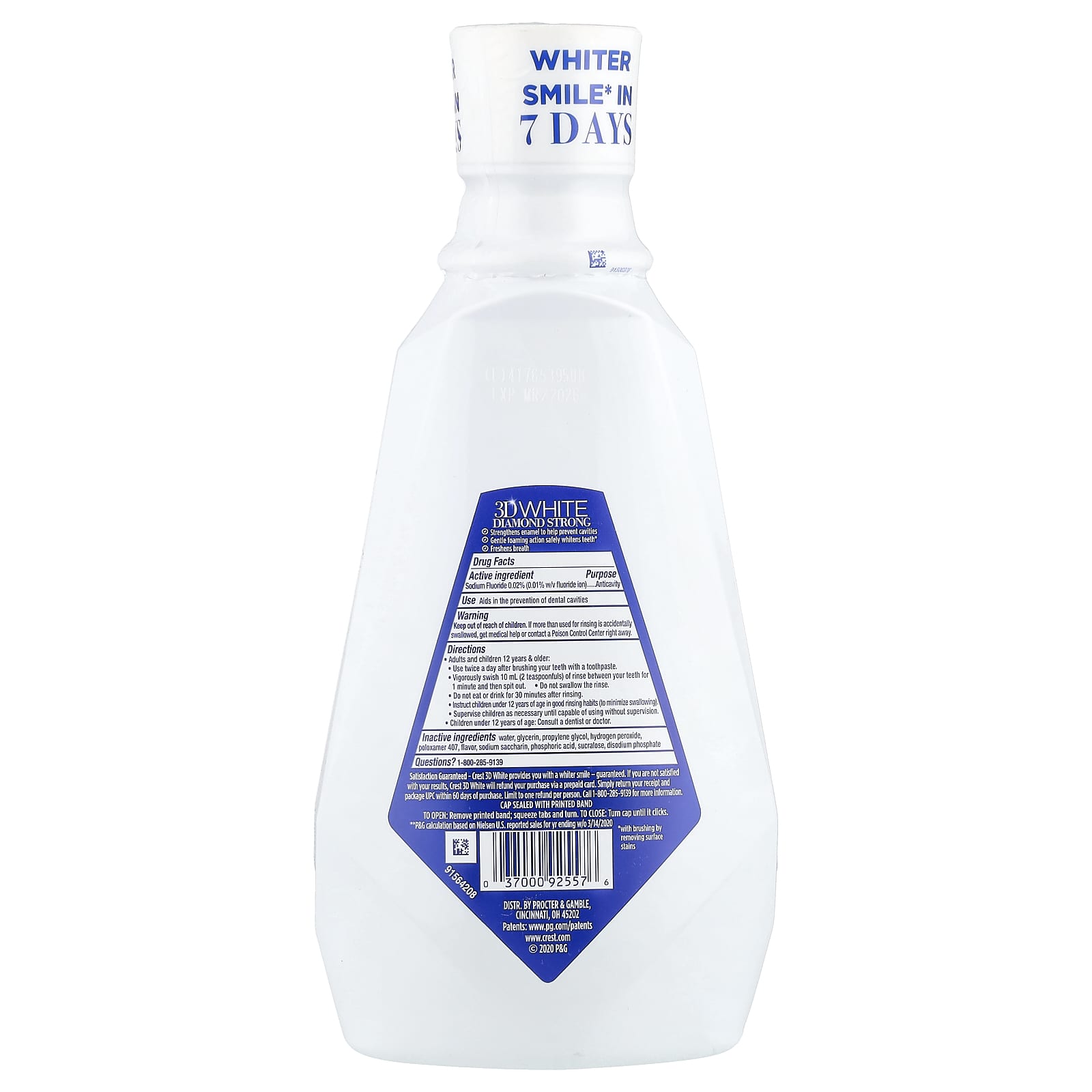 Crest 3D White Diamond Strong Anticavity Fluoride Mouthwash Wintermint 32oz - Image 2