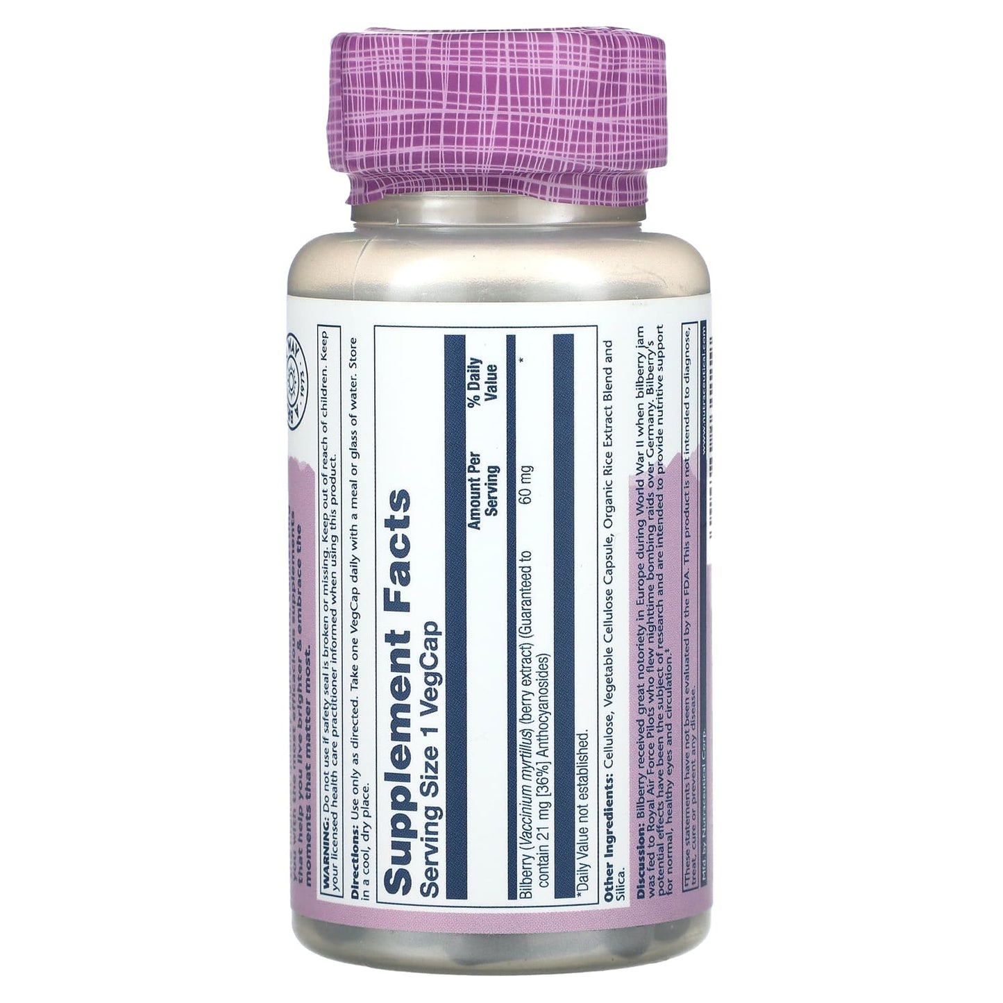 Solaray, Vital Extracts, Bilberry, 60 mg, 120 VegCaps - Image 2