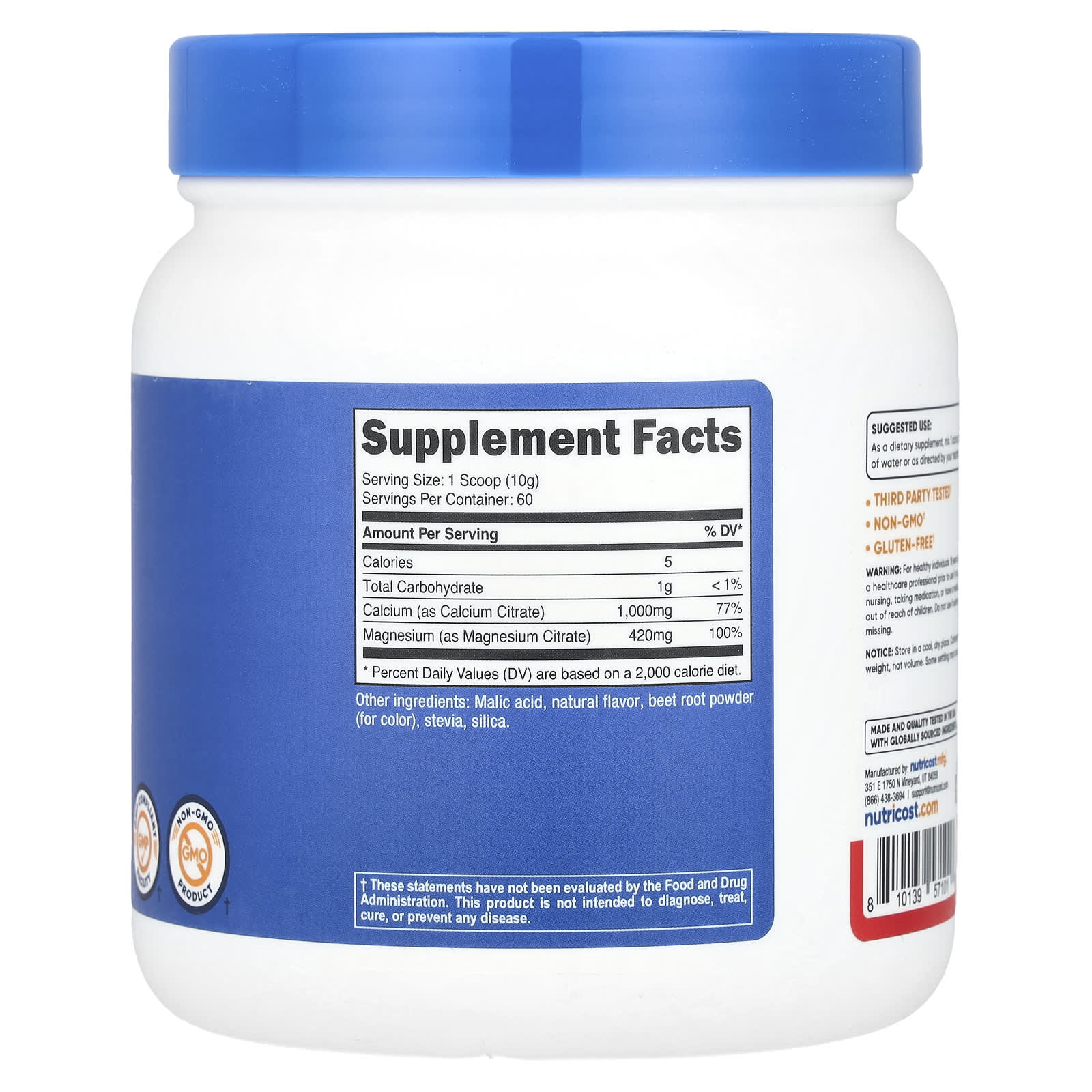 Nutricost, Calcium & Magnesium, Fruit Punch, 21.6 oz (606 g) - Image 2