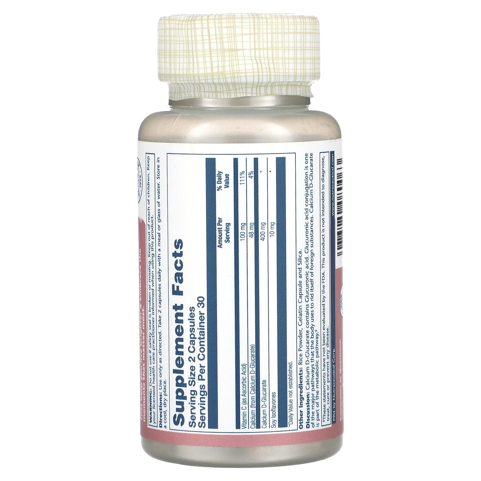 Solaray, Calcium D-Glucarate, 400 mg, 60 Capsules (200 mg per Capsule) - Image 2