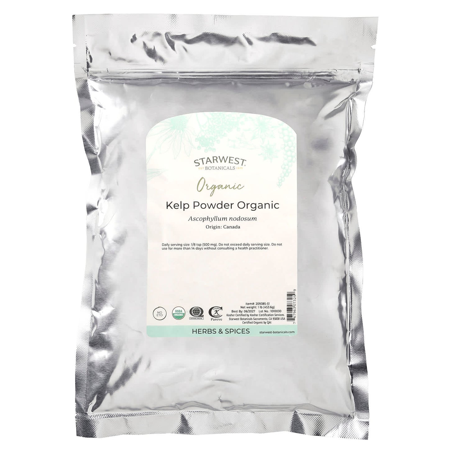 Starwest Botanicals, Organic Kelp Powder, 1 lb (453.6 g) - Image 2