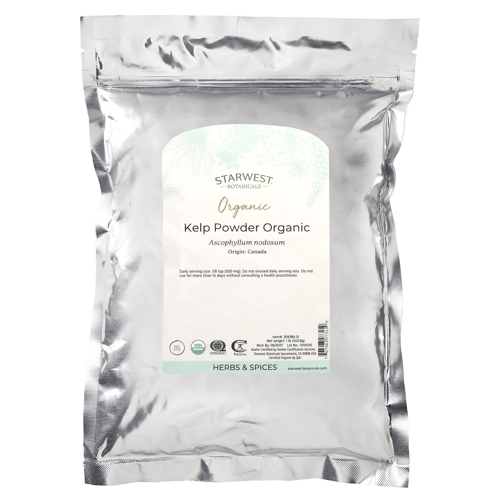 Starwest Botanicals, Organic Kelp Powder, 1 lb (453.6 g) - Image 2