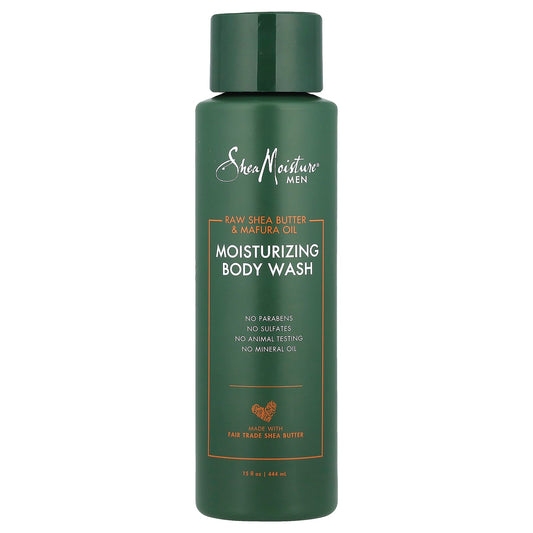 SheaMoisture, Men, Moisturizing Body Wash, Raw Shea Butter & Mafura Oil, 15 fl oz (444 ml) - Image 1
