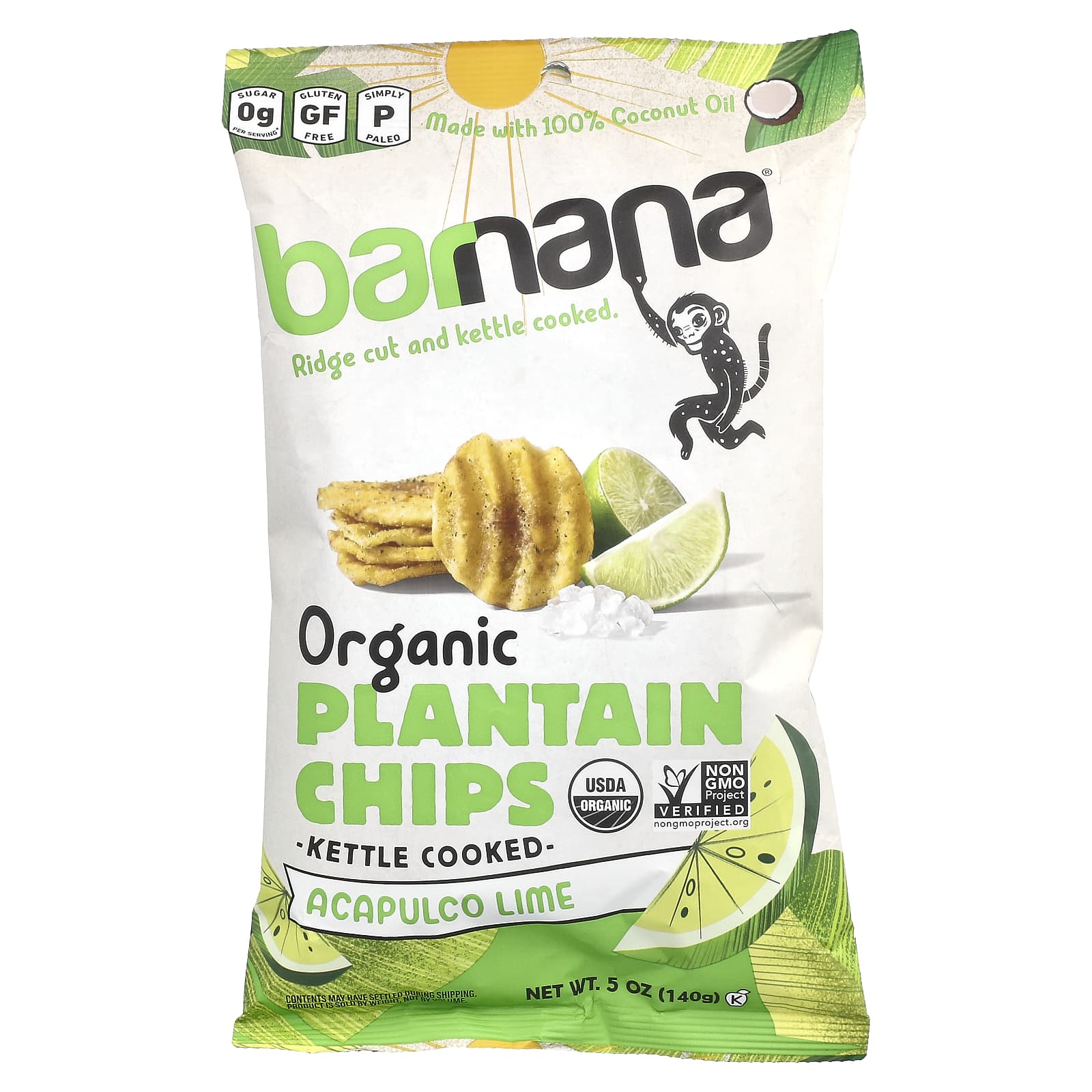 Barnana, Organic Plantain Chips, Acapulco Lime, 5 oz (140 g)