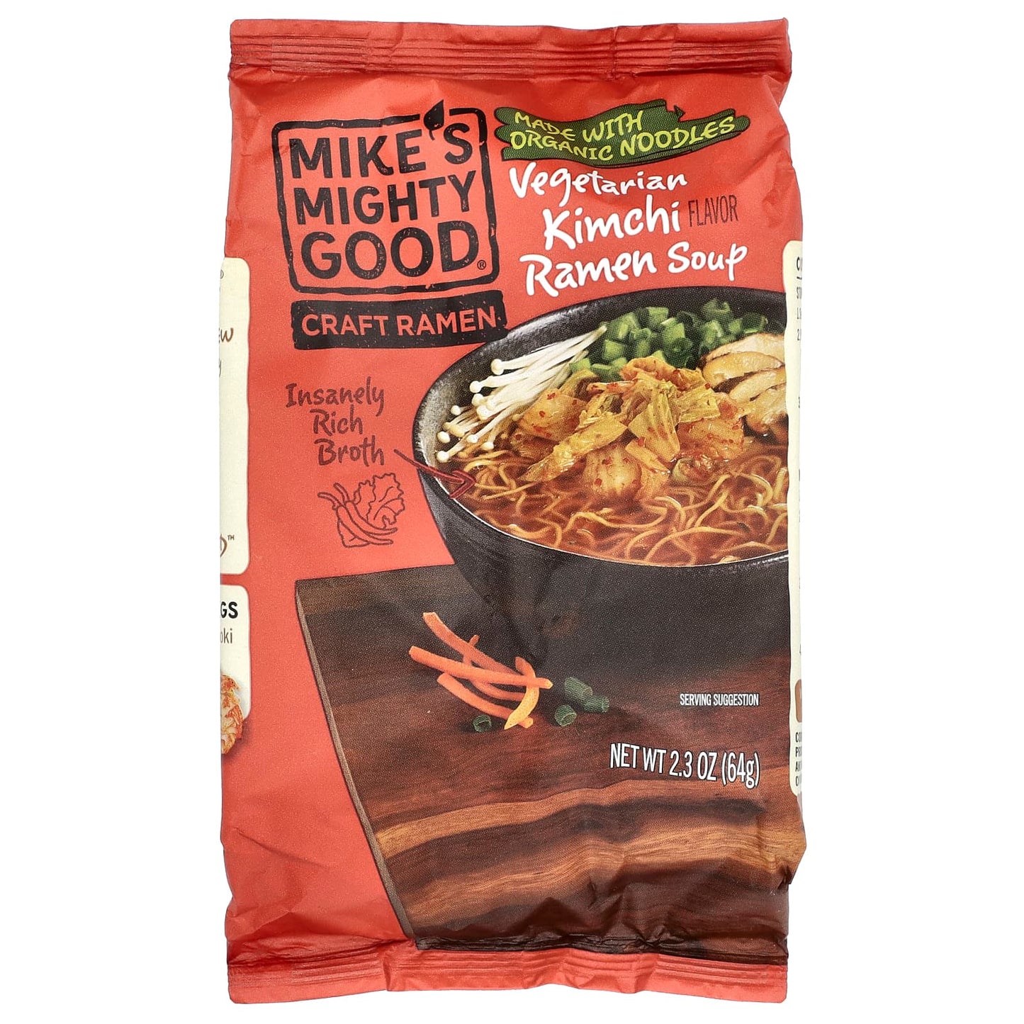 Mike's Mighty Good, Craft Ramen, Vegetarian Kimchi Ramen Soup, 2.3 oz (64 g) - Image 1