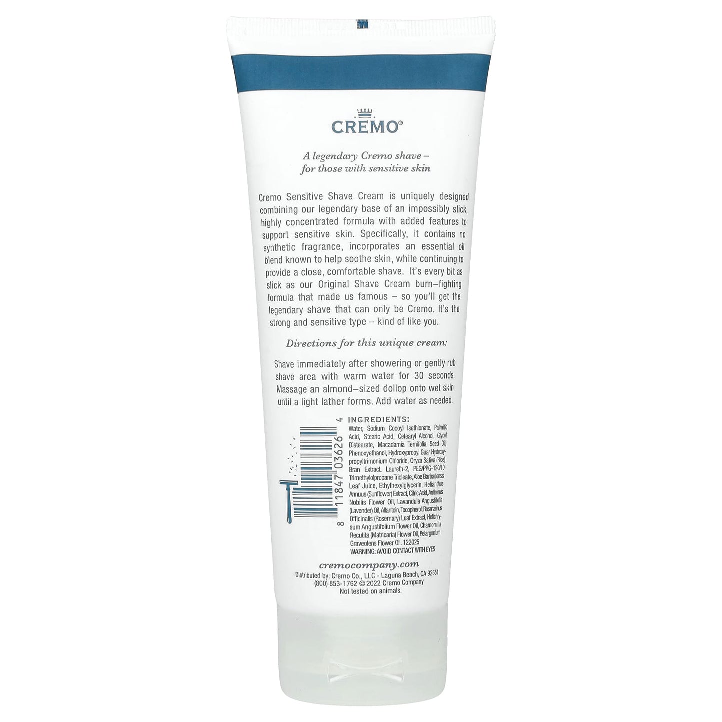 Cremo Sensitive Shave Cream for Smooth, Nourished Skin, 6 fl oz (177 ml) - Image 2