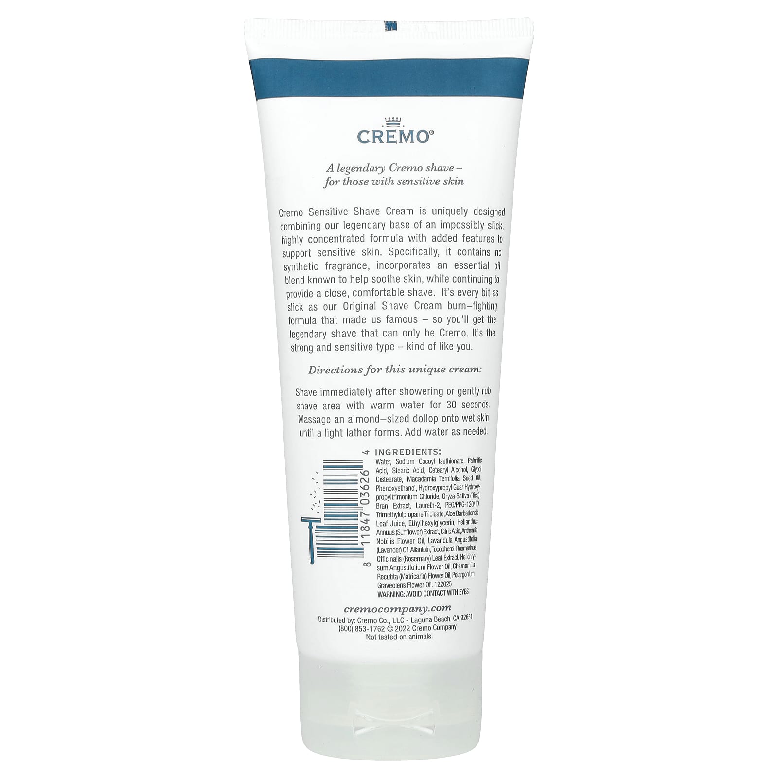 Cremo Sensitive Shave Cream for Smooth, Nourished Skin, 6 fl oz (177 ml) - Image 2