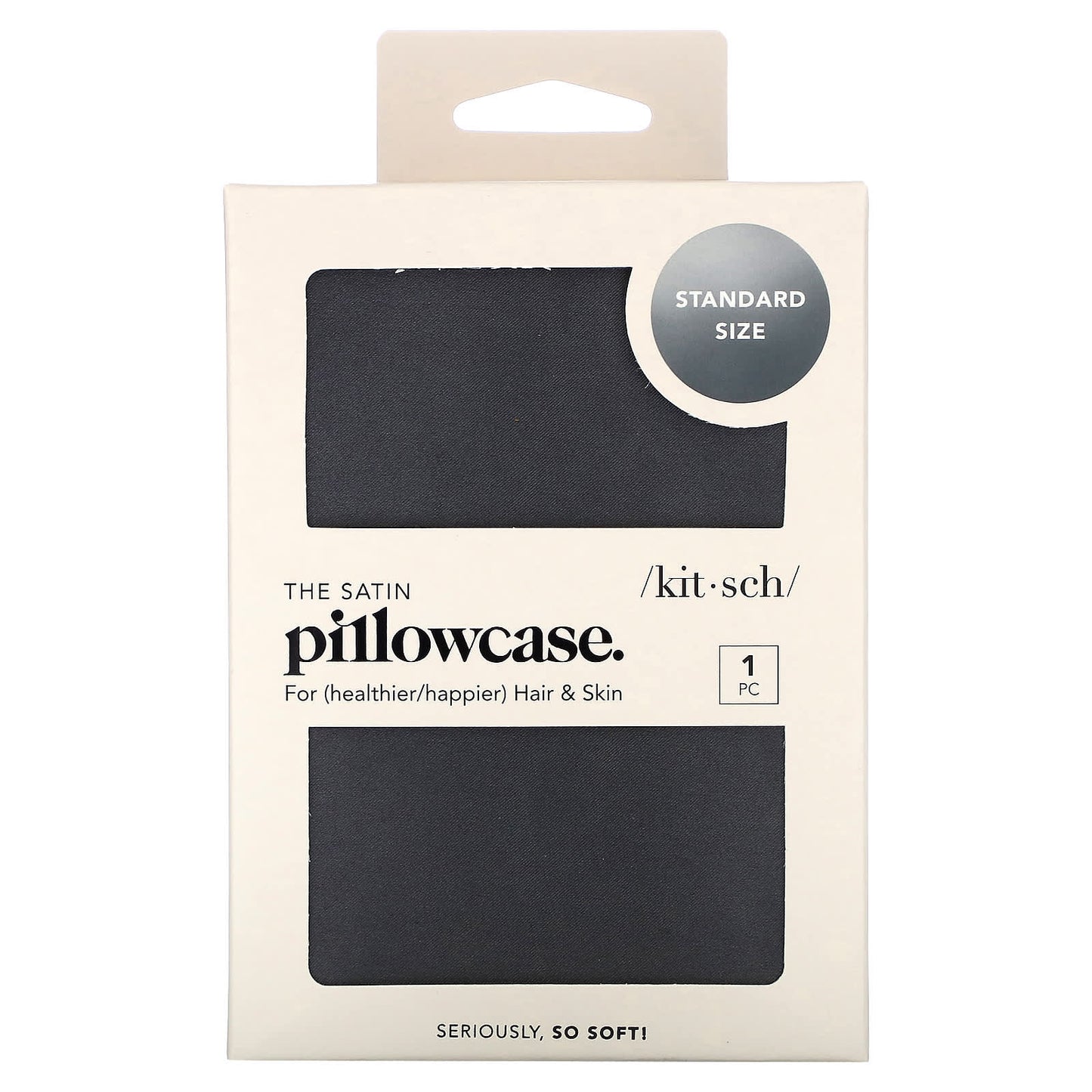 Kitsch, The Satin Pillowcase, Standard Size, Charcoal, 1 Pillowcase - Image 1
