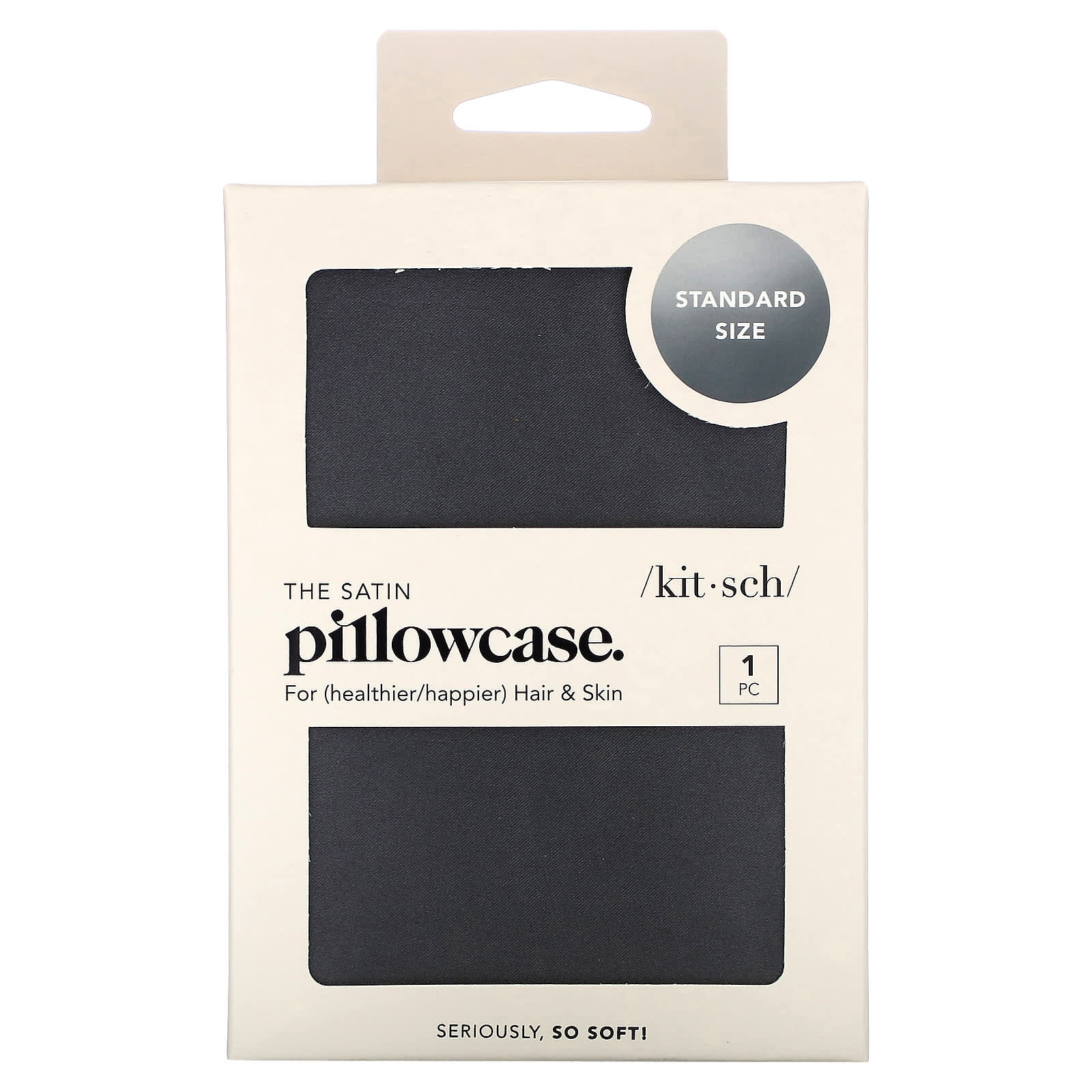 Kitsch, The Satin Pillowcase, Standard Size, Charcoal, 1 Pillowcase - Image 1