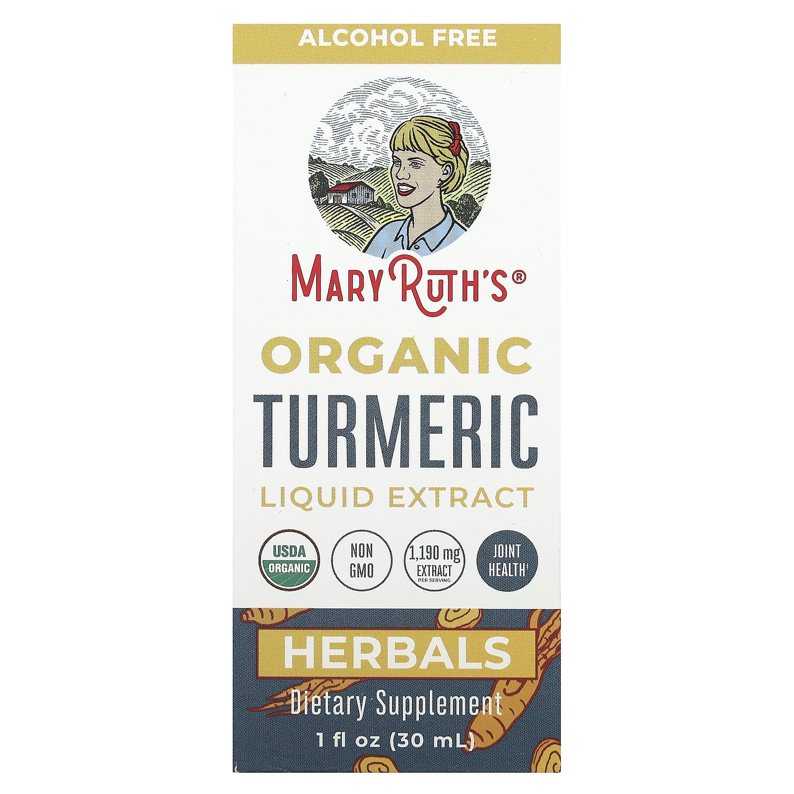MaryRuth's, Organic Turmeric Liquid Extract, Alcohol Free, 1,190 mg, 1 fl oz (30 ml) - Image 1