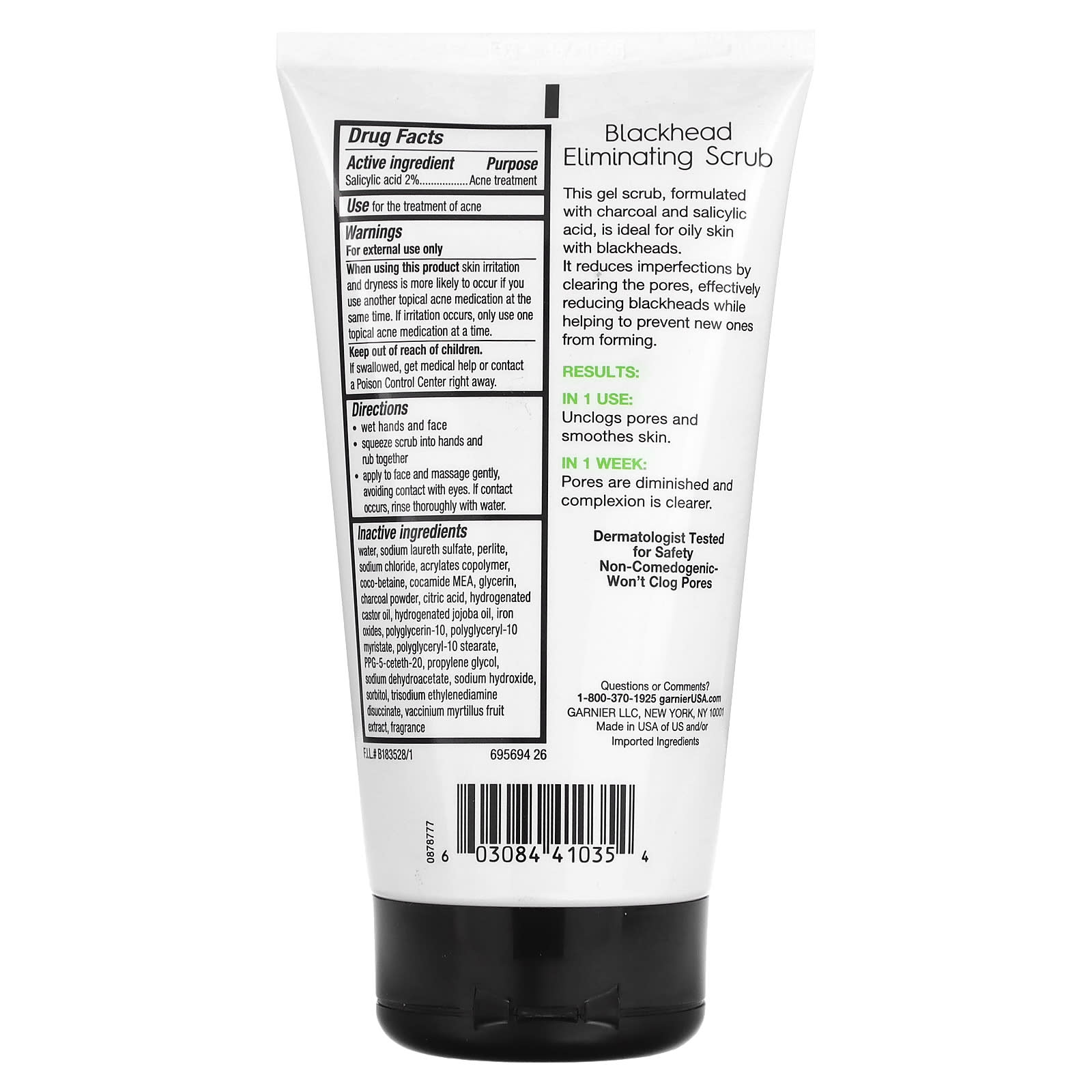 Garnier Charcoal Blackhead Acne Scrub for Oily Skin, 5 fl oz - Image 2