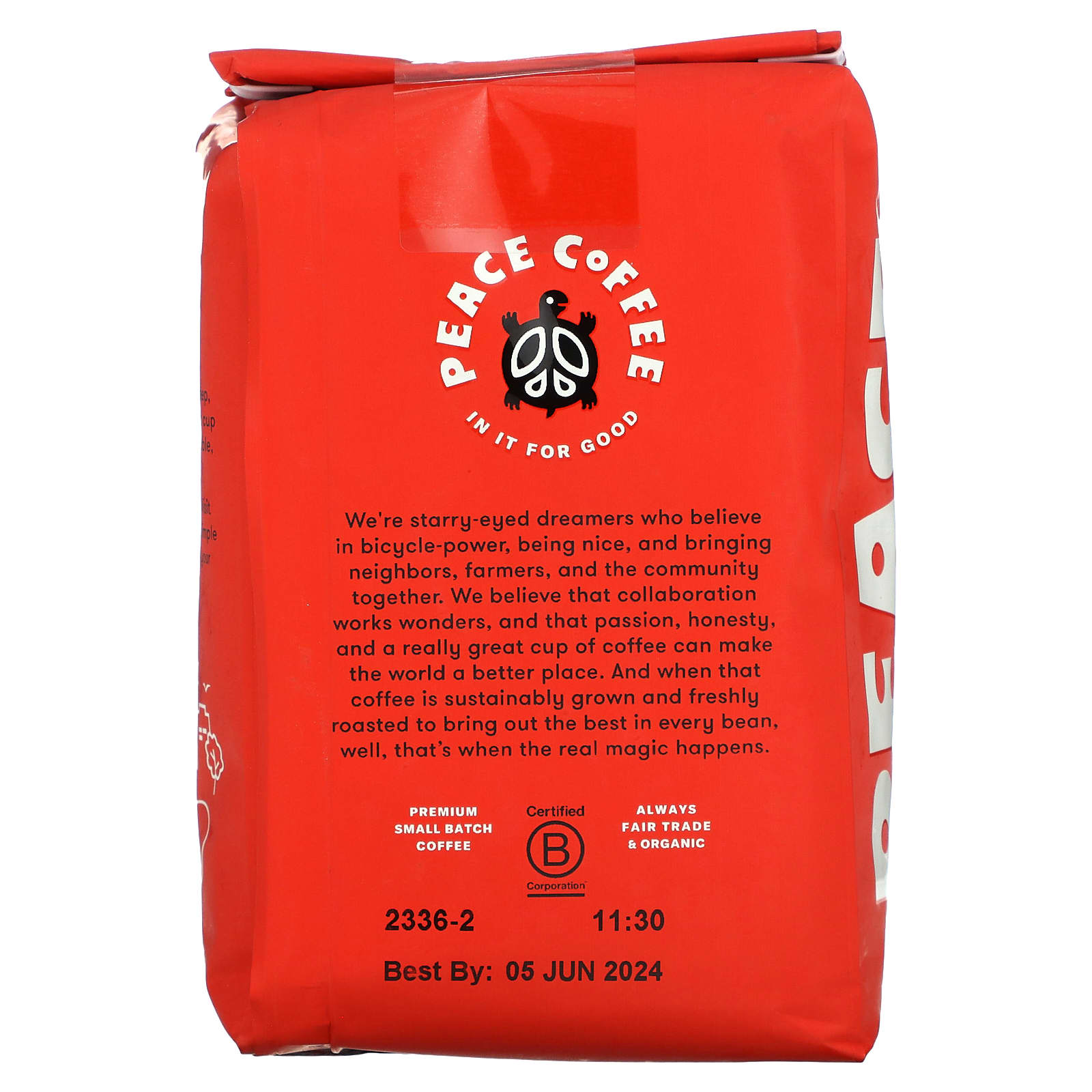 Peace Coffee, Organic Black Squirrel Expresso Blend, Medium Roast, Whole Bean, 12 oz (340 g) - Image 2