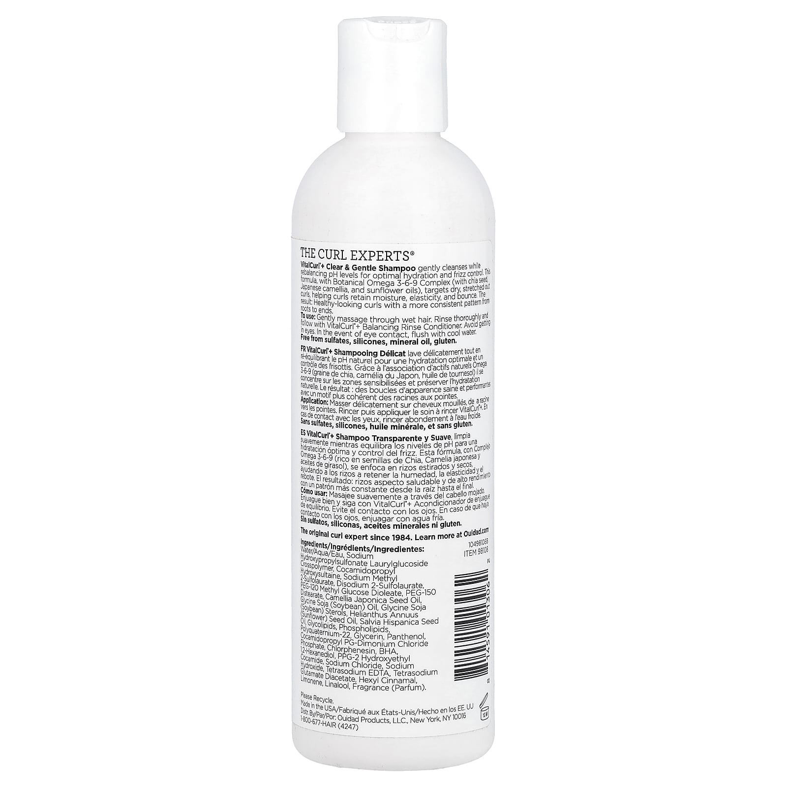 Ouidad, VitalCurl®+, Clear & Gentle Shampoo, Spiral Curls, 8.5 fl oz (250 ml) - Image 2