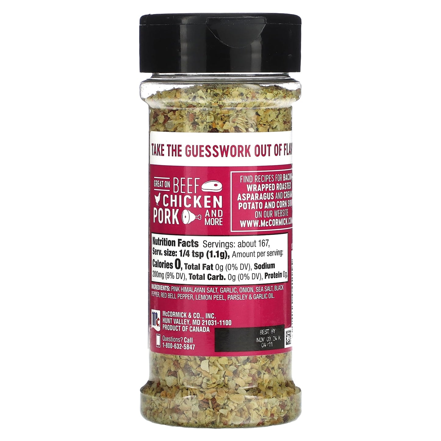 McCormick, All Purpose Seasoning, Himalayan Pink Salt with Black Pepper and Garlic, 6.5 oz (184 g) - Image 2