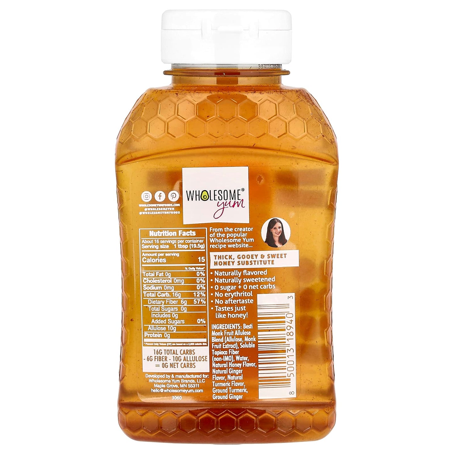 Wholesome Yum, Zero Sugar Honey Substitute, Turmeric Ginger, 11 oz (312 g) - Image 2