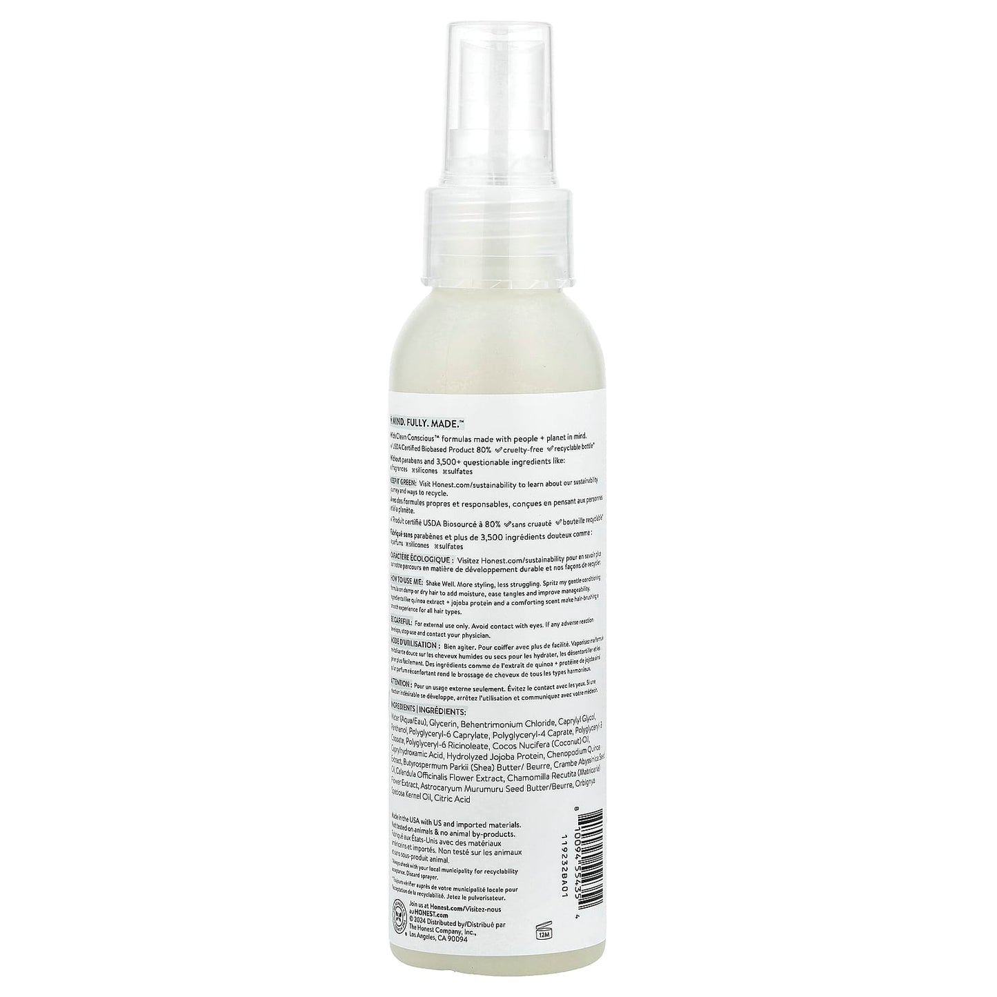 The Honest Company, Sensitive, Conditioning Detangler, Fragrance Free, 4 fl oz (118 ml) - Image 2