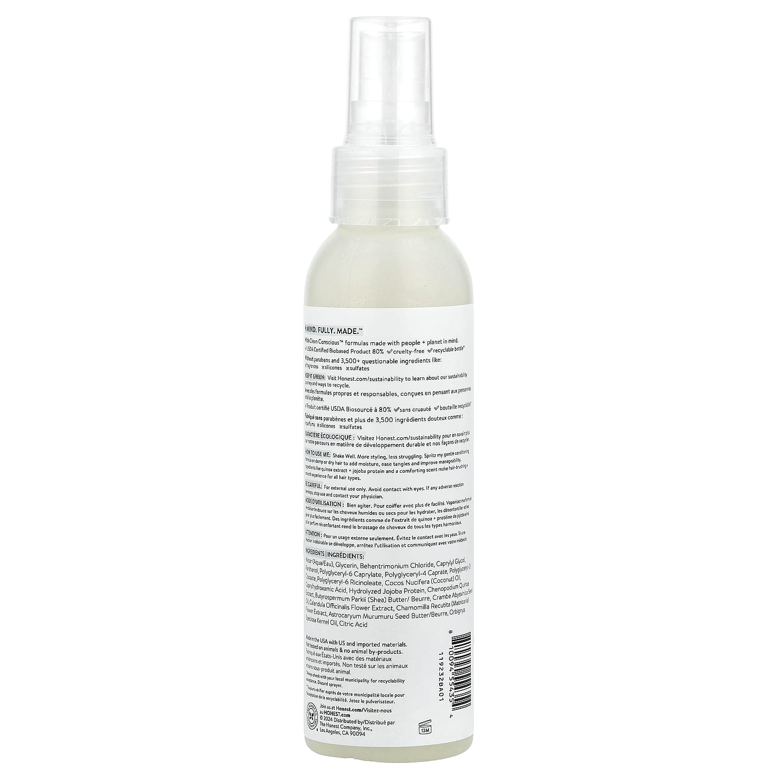 The Honest Company, Sensitive, Conditioning Detangler, Fragrance Free, 4 fl oz (118 ml) - Image 2