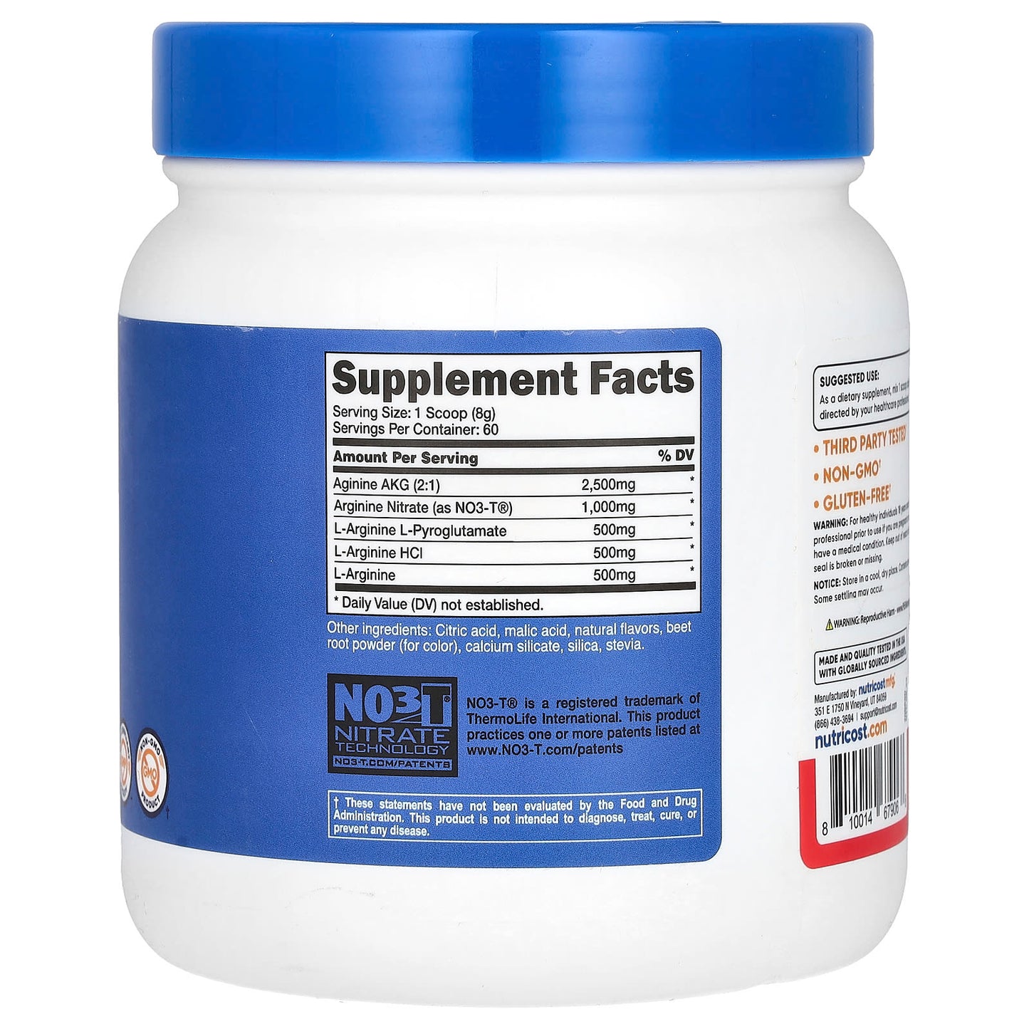 Nutricost, L-Arginine Complex, Fruit Punch, 16.9 oz (474 g) - Image 2