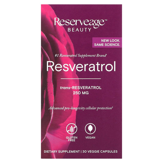 Reserveage Beauty, Resveratrol, 250 mg, 30 Veggie Capsules - Image 1