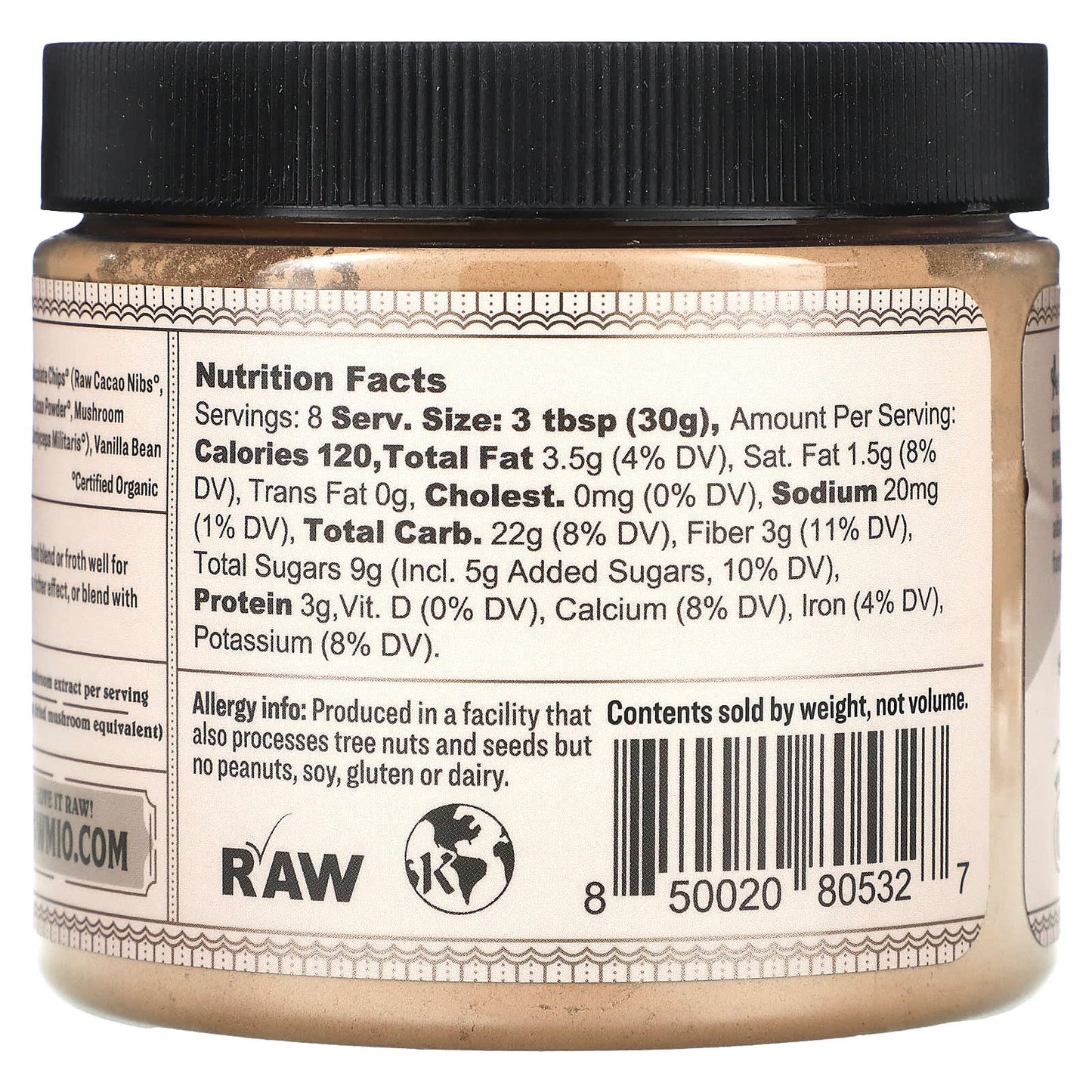 Rawmio, Oat Milk Mushroom Hot Chocolate, 8.5 oz (240 g) - Image 2