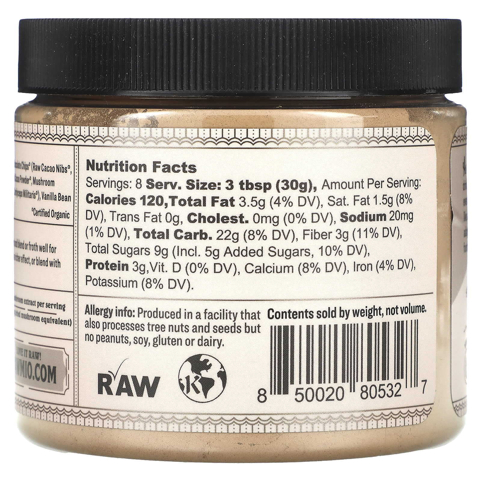 Rawmio, Oat Milk Mushroom Hot Chocolate, 8.5 oz (240 g) - Image 2
