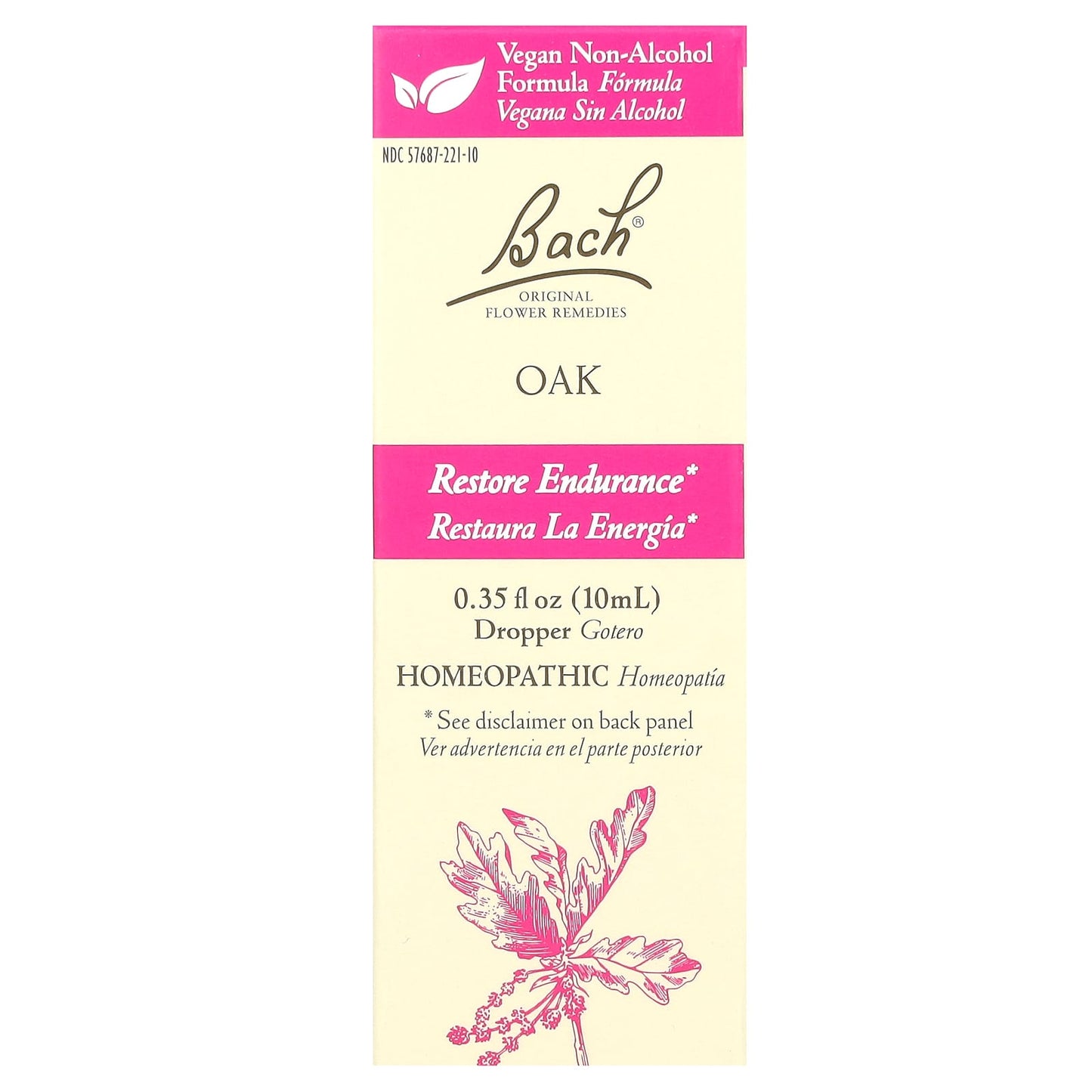 Bach Original Oak Flower Remedy for Stress Relief, 0.35 fl oz (10 ml) - Image 1
