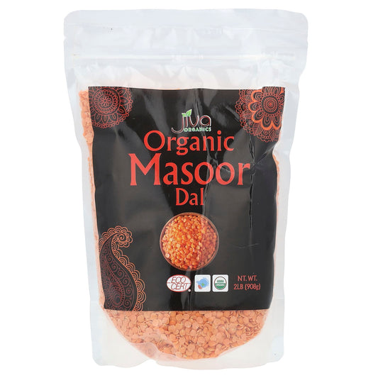 USDA Organic Masoor Dal by Jiva Organics - 2 lb (908 g) - Image 1