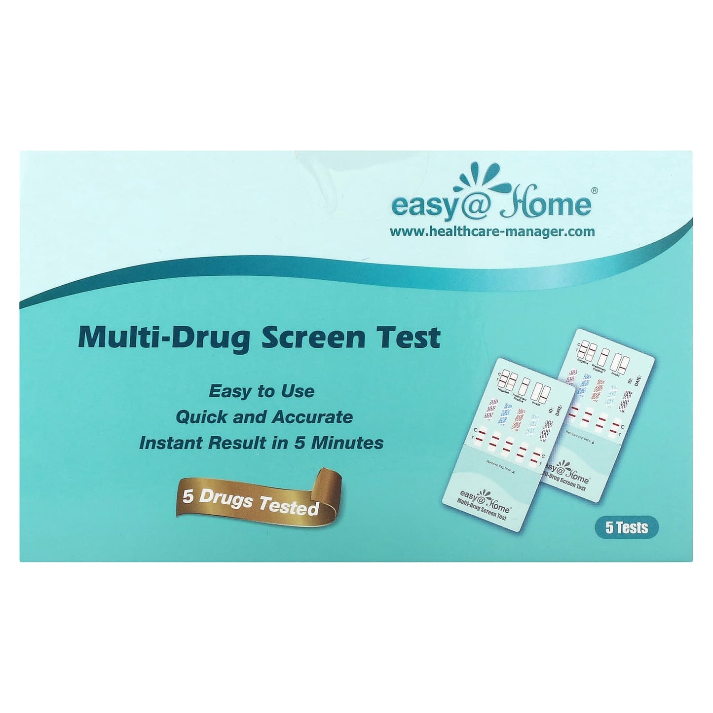 Easy@Home 5-Drug Screen Test Kit - Accurate Results in 5 Minutes - Image 1