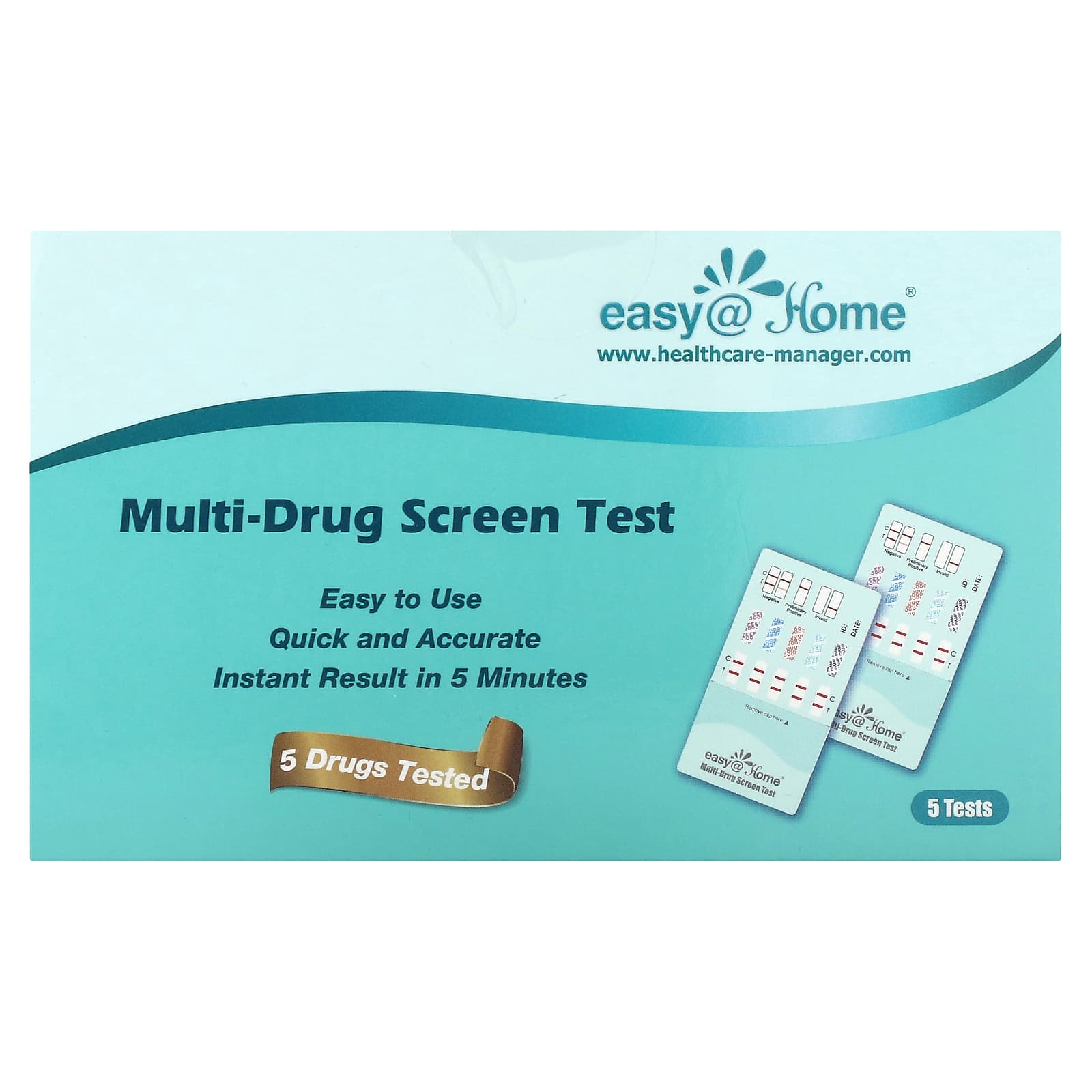 Easy@Home 5-Drug Screen Test Kit - Accurate Results in 5 Minutes - Image 1