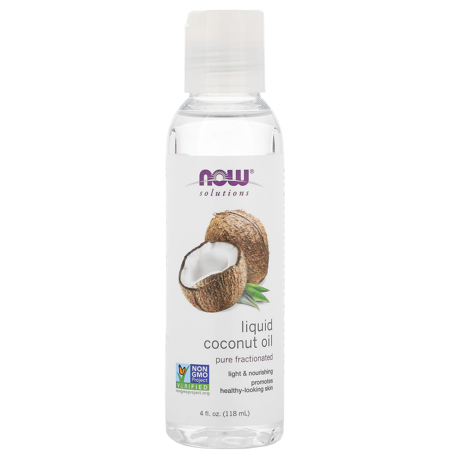 NOW Foods, Solutions, Liquid Coconut Oil, Pure Fractionated, 4 fl oz (118 ml) - Image 1