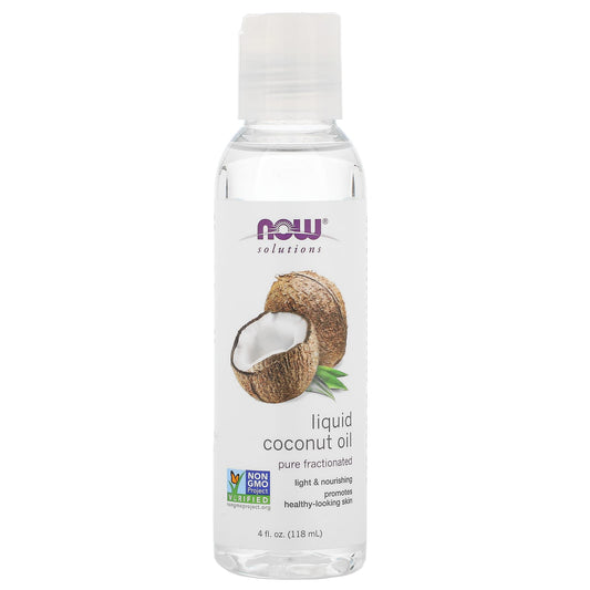 NOW Foods, Solutions, Liquid Coconut Oil, Pure Fractionated, 4 fl oz (118 ml) - Image 1