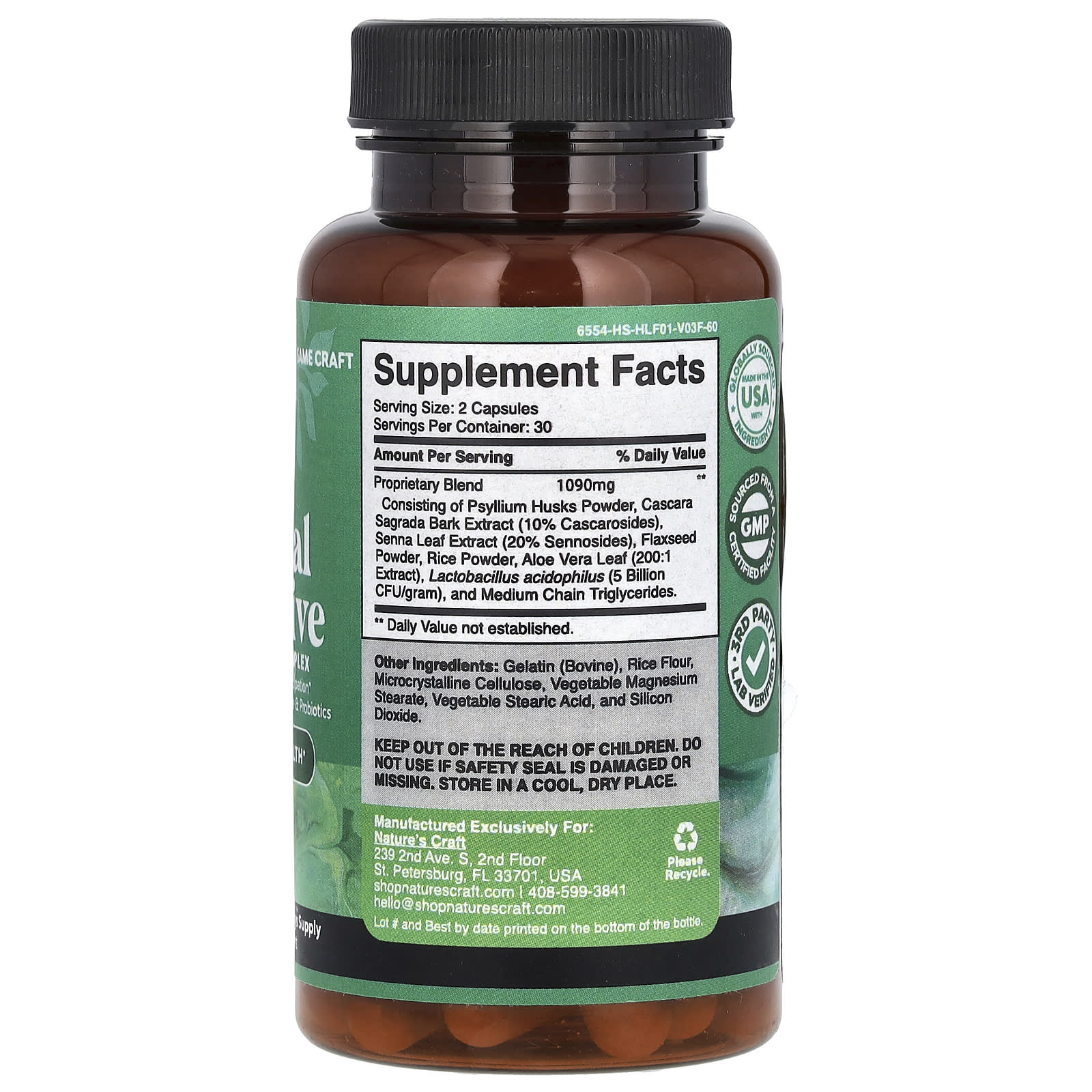 Nature's Craft, Herbal Laxative, 60 Capsules - Image 2
