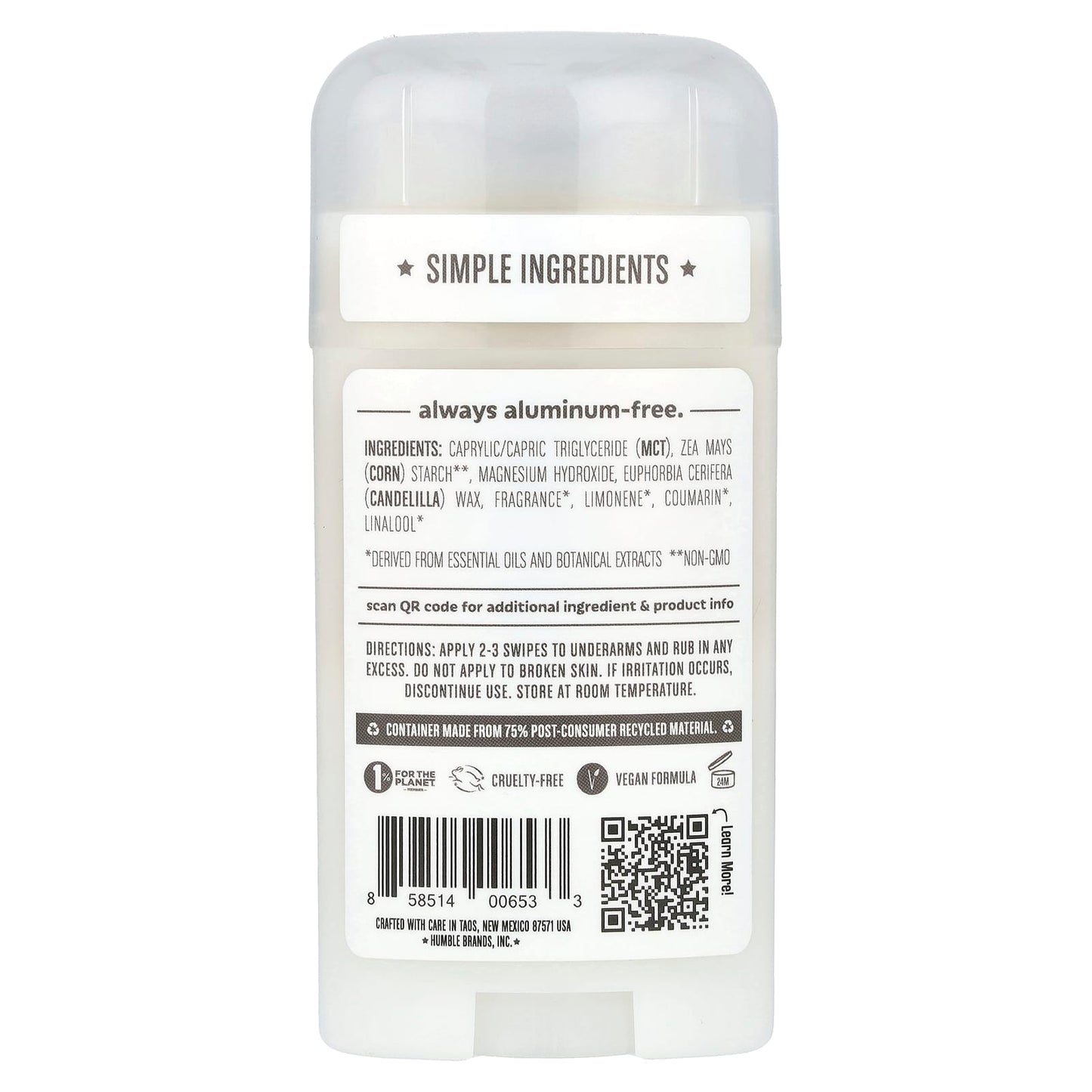 Natural Deodorant by Humble Brands | Aluminum-Free, Vegan & Cruelty-Free - Image 2
