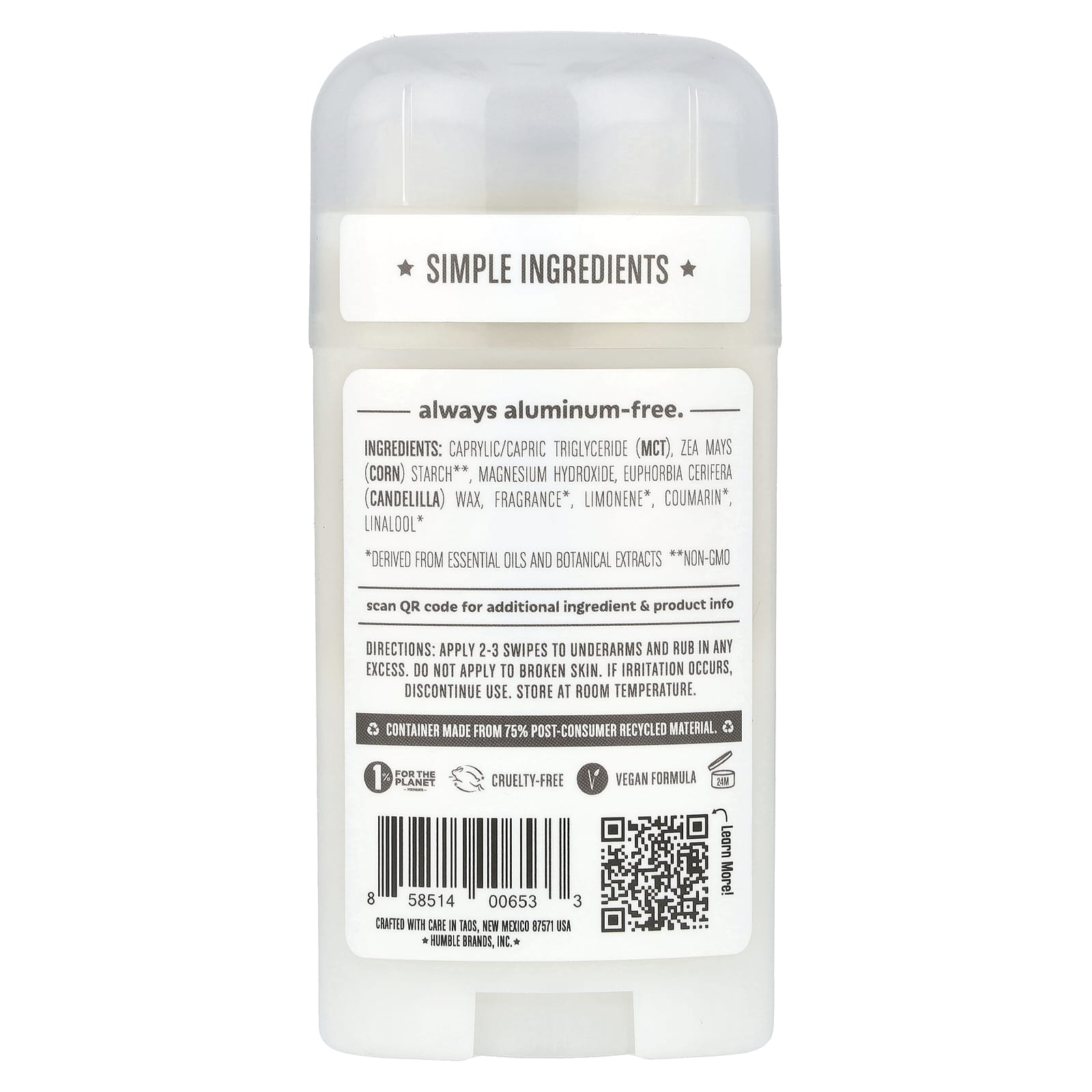 Natural Deodorant by Humble Brands | Aluminum-Free, Vegan & Cruelty-Free - Image 2