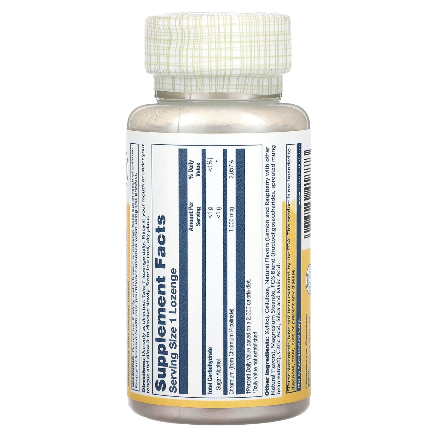 Solaray, Chromium Picolinate, Natural Lemon-Raspberry, 1,000 mcg, 100 Lozenges - Image 2