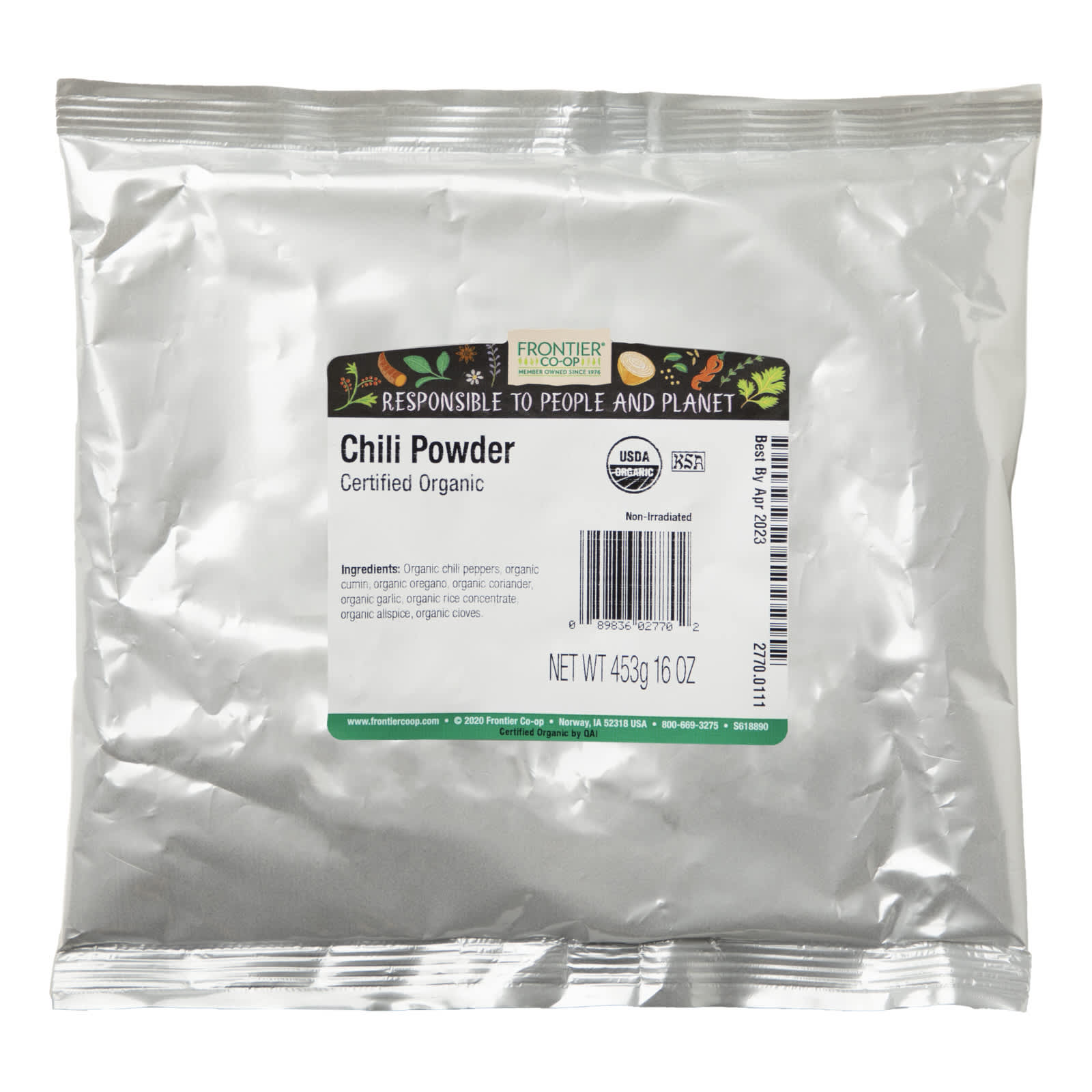 Frontier Co-op Organic Chili Powder, 16 oz - Mildly Spicy, USDA Certified - Image 2