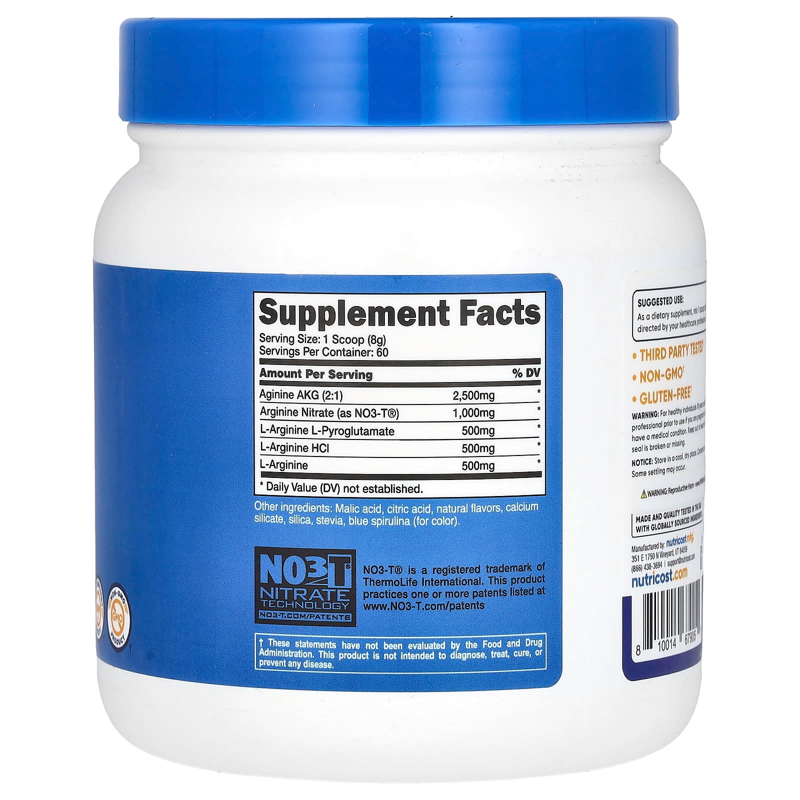 Nutricost, L-Arginine Complex, Blue Raspberry, 16.7 oz (468 g) - Image 2