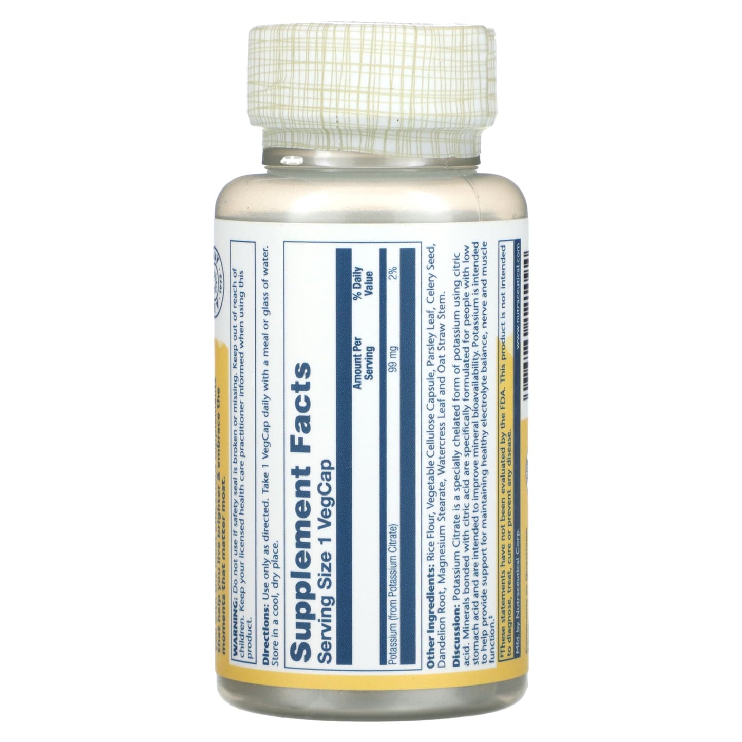 Solaray, Potassium Citrate , 99 mg , 60 VegCaps - Image 2