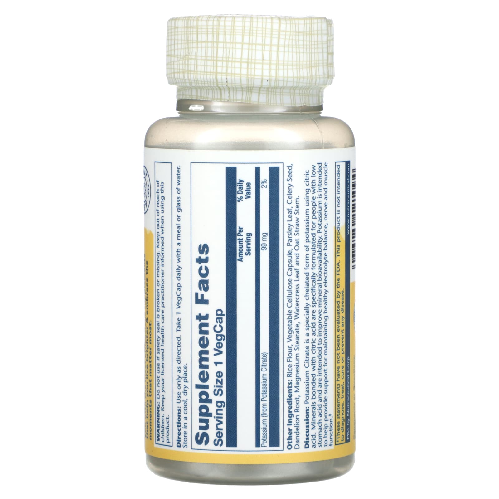 Solaray, Potassium Citrate , 99 mg , 60 VegCaps - Image 2