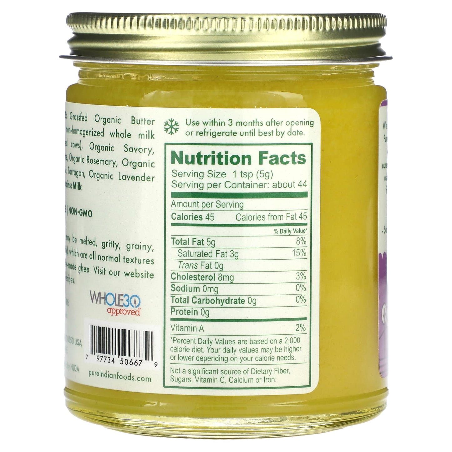 Pure Indian Foods, Organic Herbes De Provence Ghee, 7.8 oz (220 g) - Image 2
