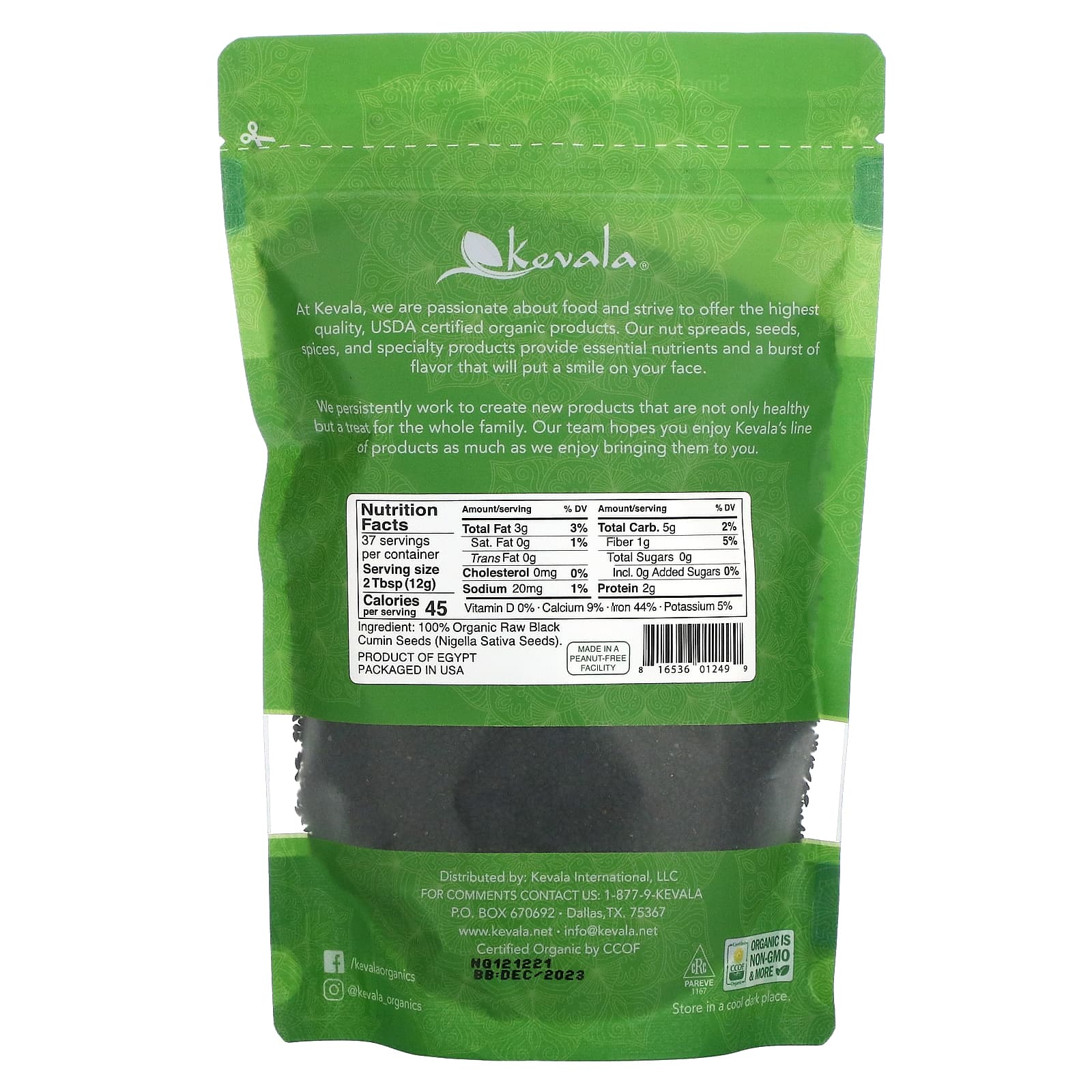 Kevala, Organic Black Cumin Seeds, Raw, 16 oz (454 g) - Image 2