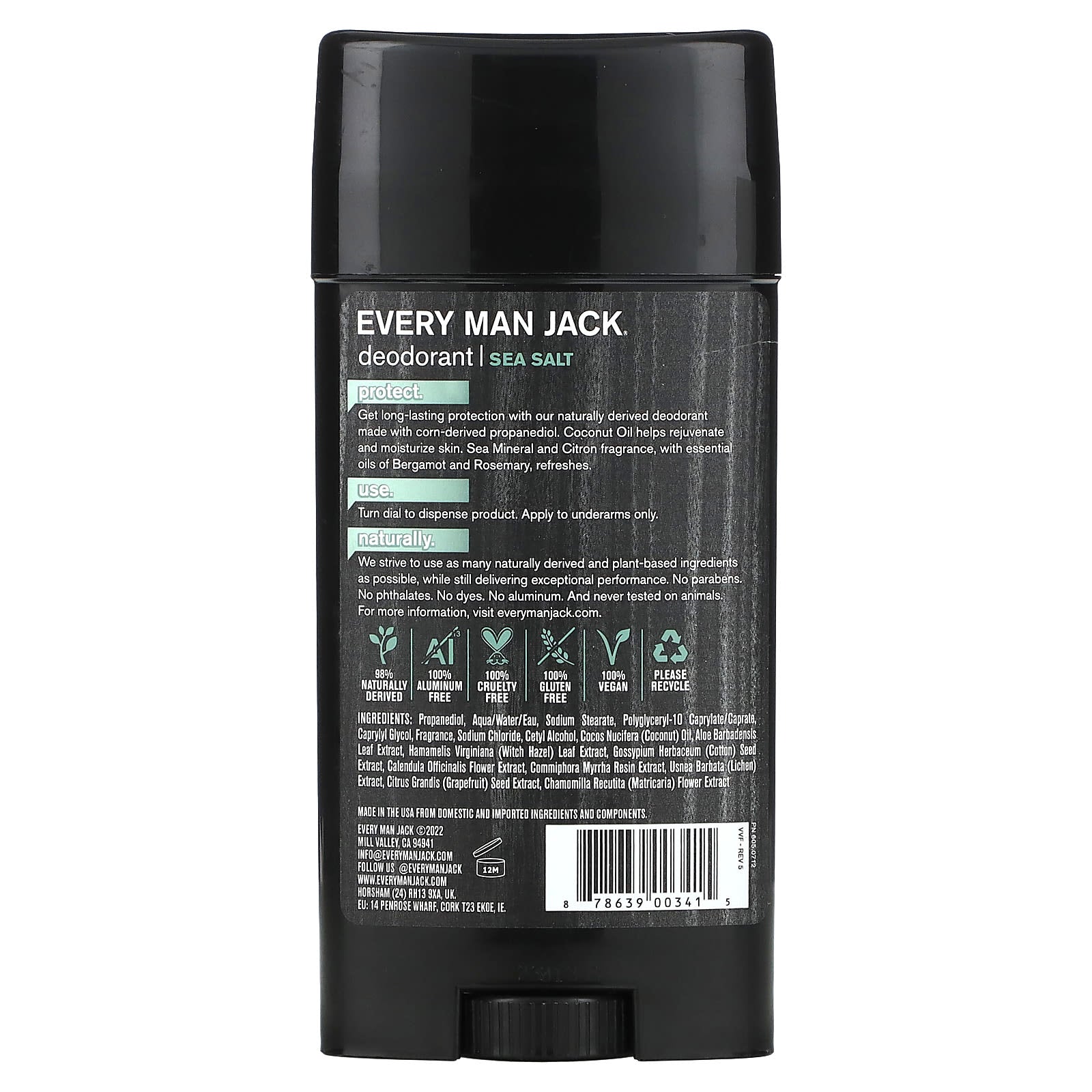 Every Man Jack Deodorant Aluminum Free with Sea Salt, 2.7 oz - Image 2