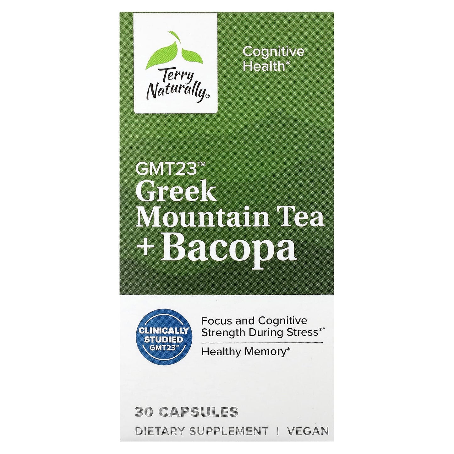 Terry Naturally, Greek Mountain Tea + Bacopa, 30 Capsules - Image 1