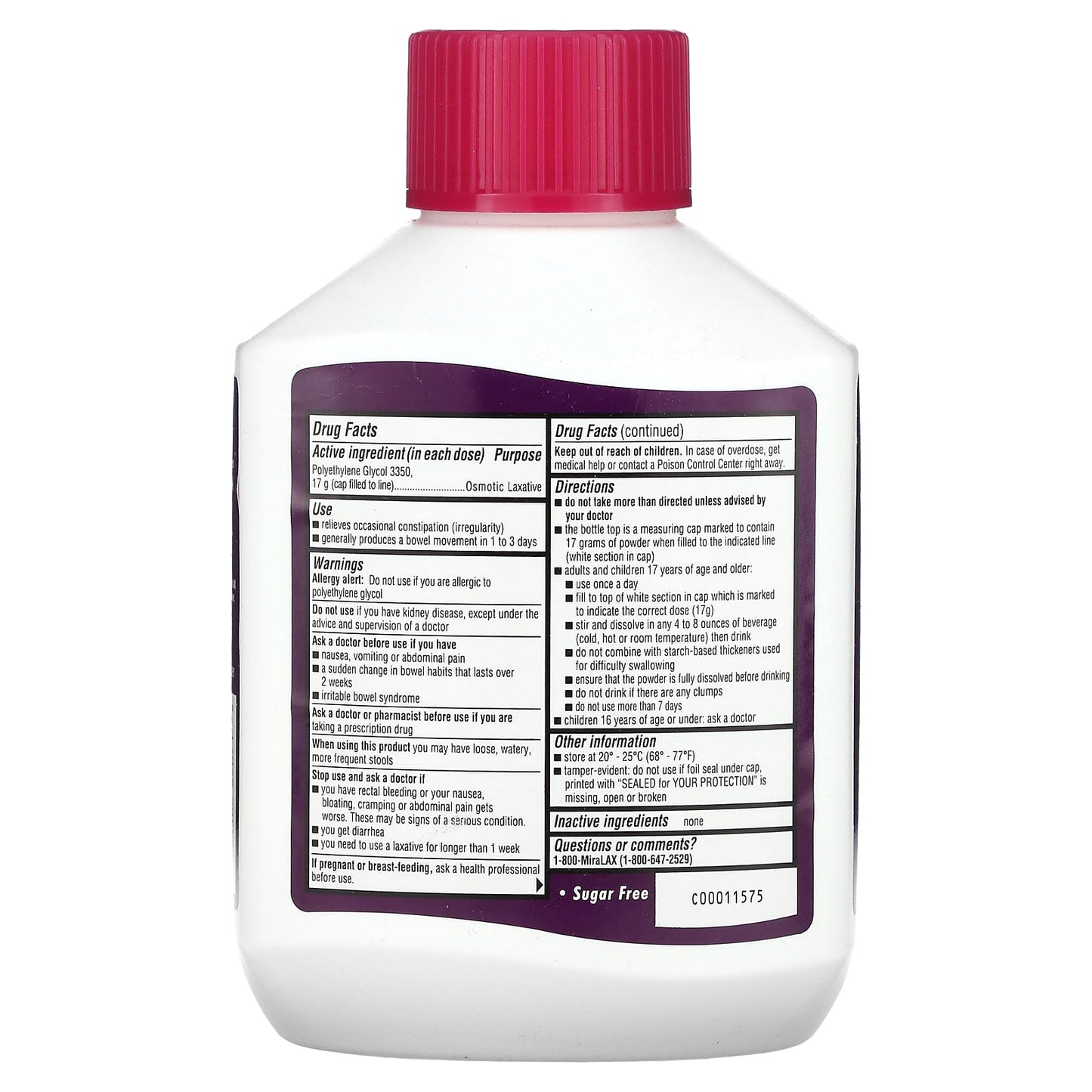 MiraLAX, Powder, Unflavored, 17.9 oz (510 g) - Image 2
