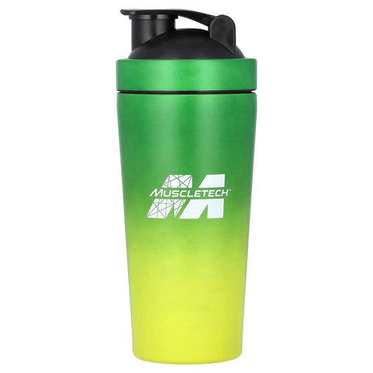 MuscleTech, Shaker Bottle, Stainless Steel, Green/Yellow, 25 oz (739 ml) - Image 1