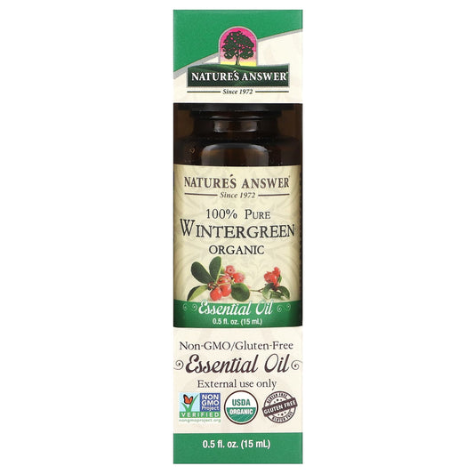 Nature's Answer, 100% Pure Organic Essential Oil, Wintergreen, 0.5 fl oz (15 ml) - Image 1