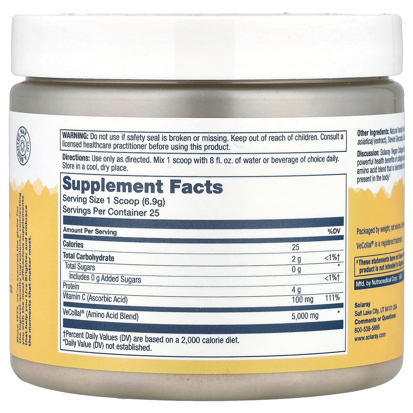 Solaray, Vegan Collagen Booster Powder, Natural Vanilla , 6.1 oz (173 g) - Image 2